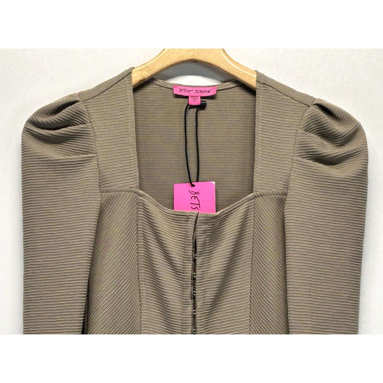 Betsey Johnson NEW Betsey Johnson Ribbed Bodycon Dress XS Brown Long Sleeve Square Neck Party/Cocktail Womens Size XS / US 0-2 / IT 36-38 - 2 Thumbnail