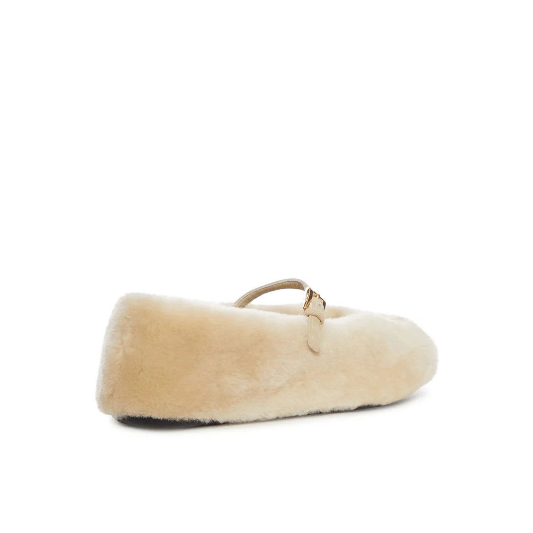 Prada PRADA $1150 Travertine Stone Shearling Ballerinas New & Auth Size US 10 / IT 40 - 3 Thumbnail