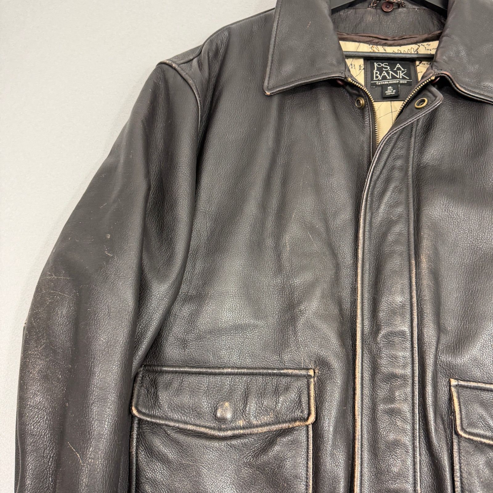 Vintage Vintage Jos A Bank Leather Bomber Jacket Men's XL Brown Size US XL / EU 56 / 4 - 4 Thumbnail