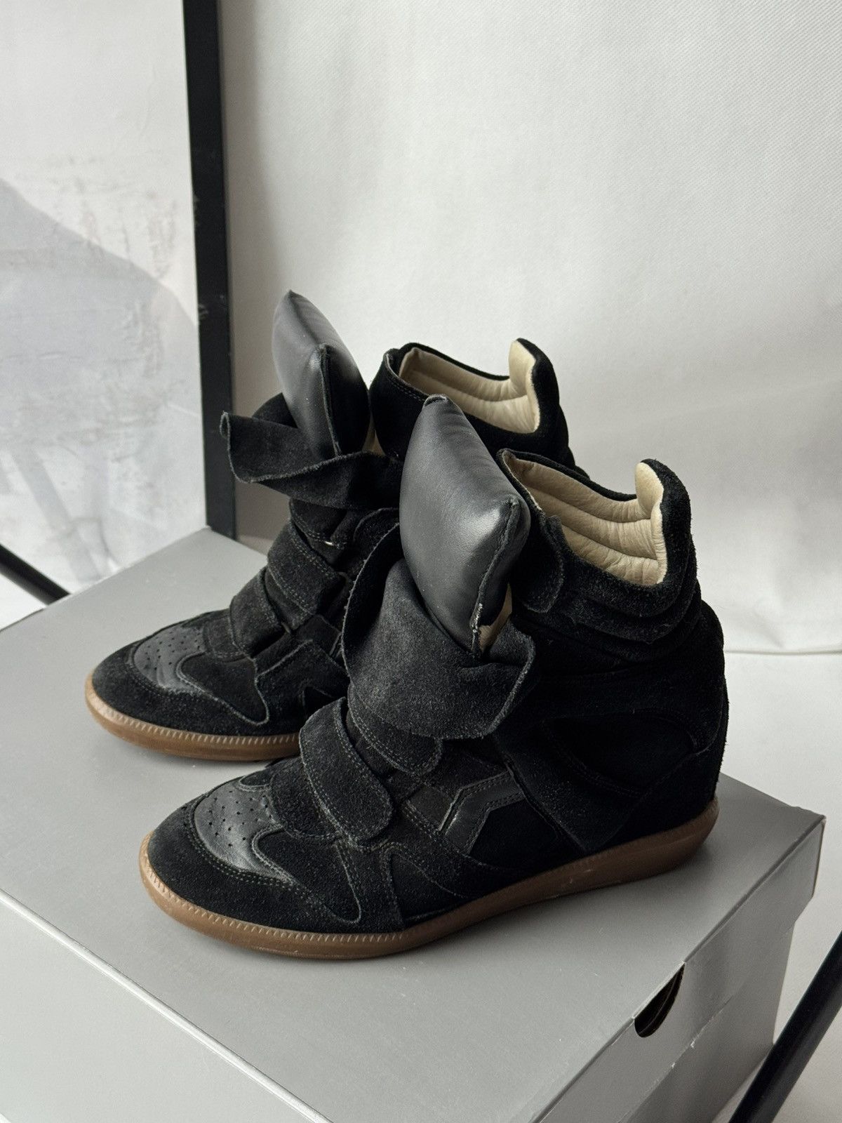 Isabel Marant Isabel Marant Bekett sneakers shoes Washed Black Suede Wedge Size US 9 / IT 39 - 15 Thumbnail