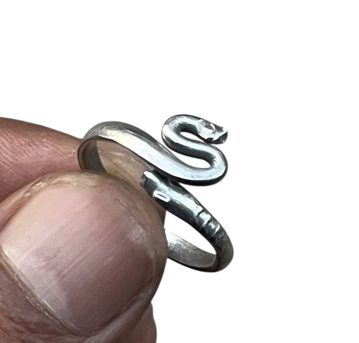 Hysteric Glamour Handcrafted Hammered Snake Ring Sterling Silver Style Size ONE SIZE - 1 Thumbnail