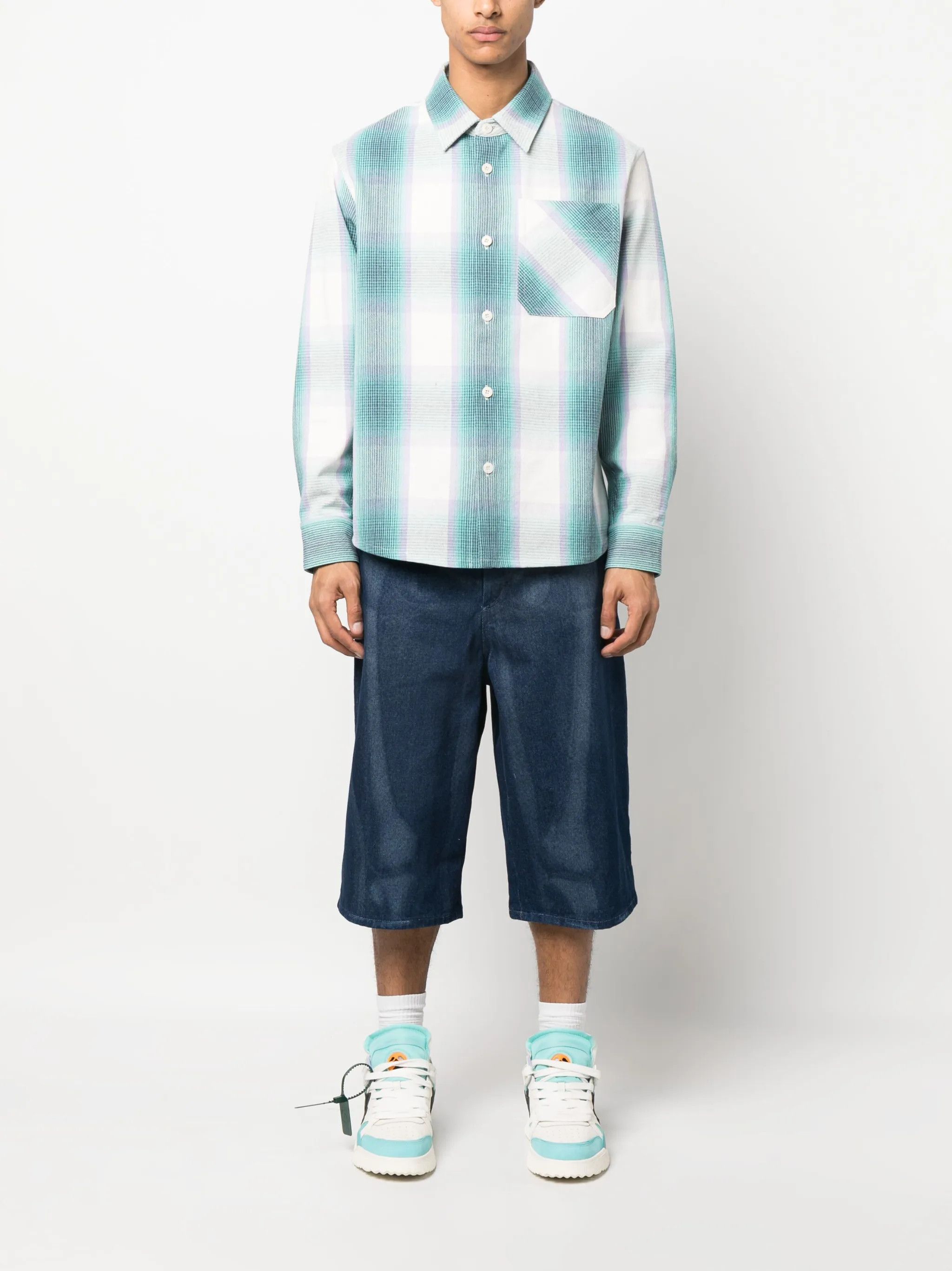 Off-White o1y0225 Denim Short in Blue Size US 31 - 5 Thumbnail