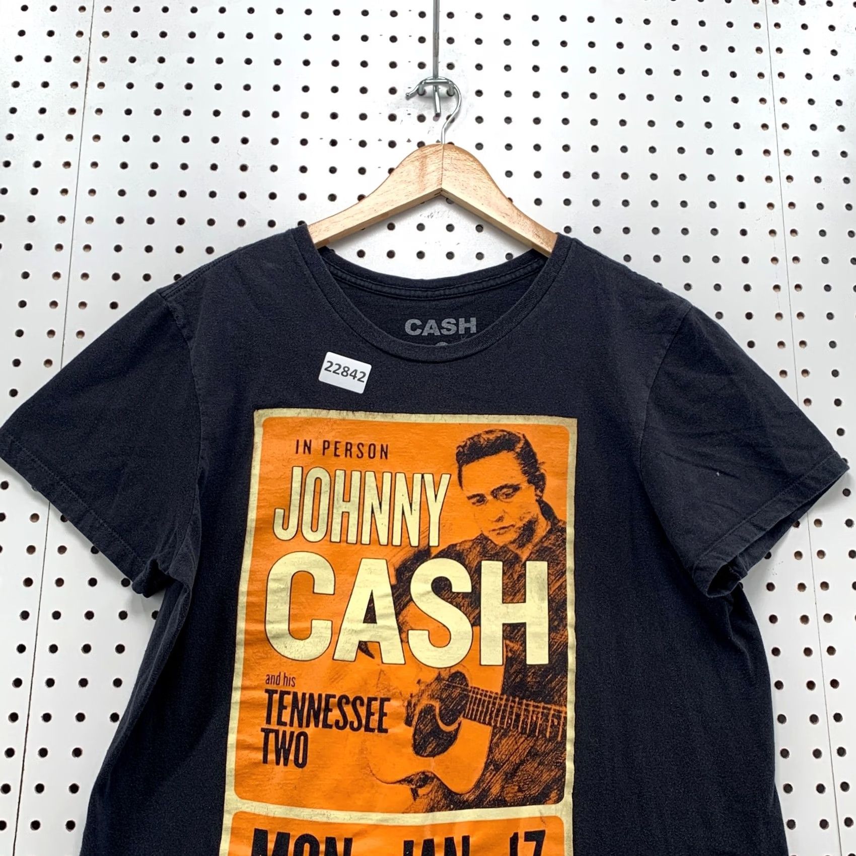 Vintage Johnny Cash Shirt Black Ticket Stub Graphic Fits Men Medium Band TEE Size US M / EU 48-50 / 2 - 2 Thumbnail