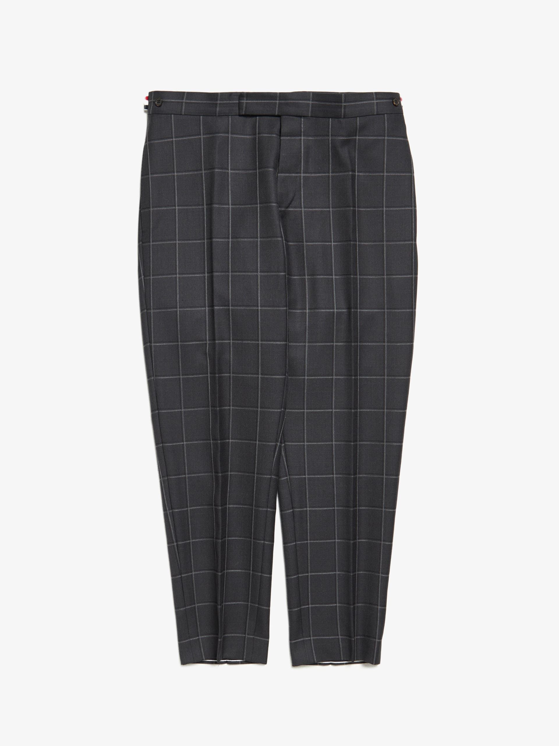 Image of Thom Browne Dark Gray Checkered Pants in Grey, Men's (Size 34)