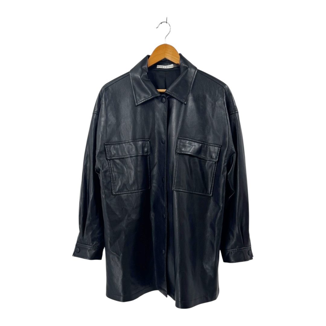 Alice + Olivia Alice Olivia Jacket Vegan Leather Oversized Shacket Black Size M / US 6-8 / IT 42-44 - 3 Thumbnail