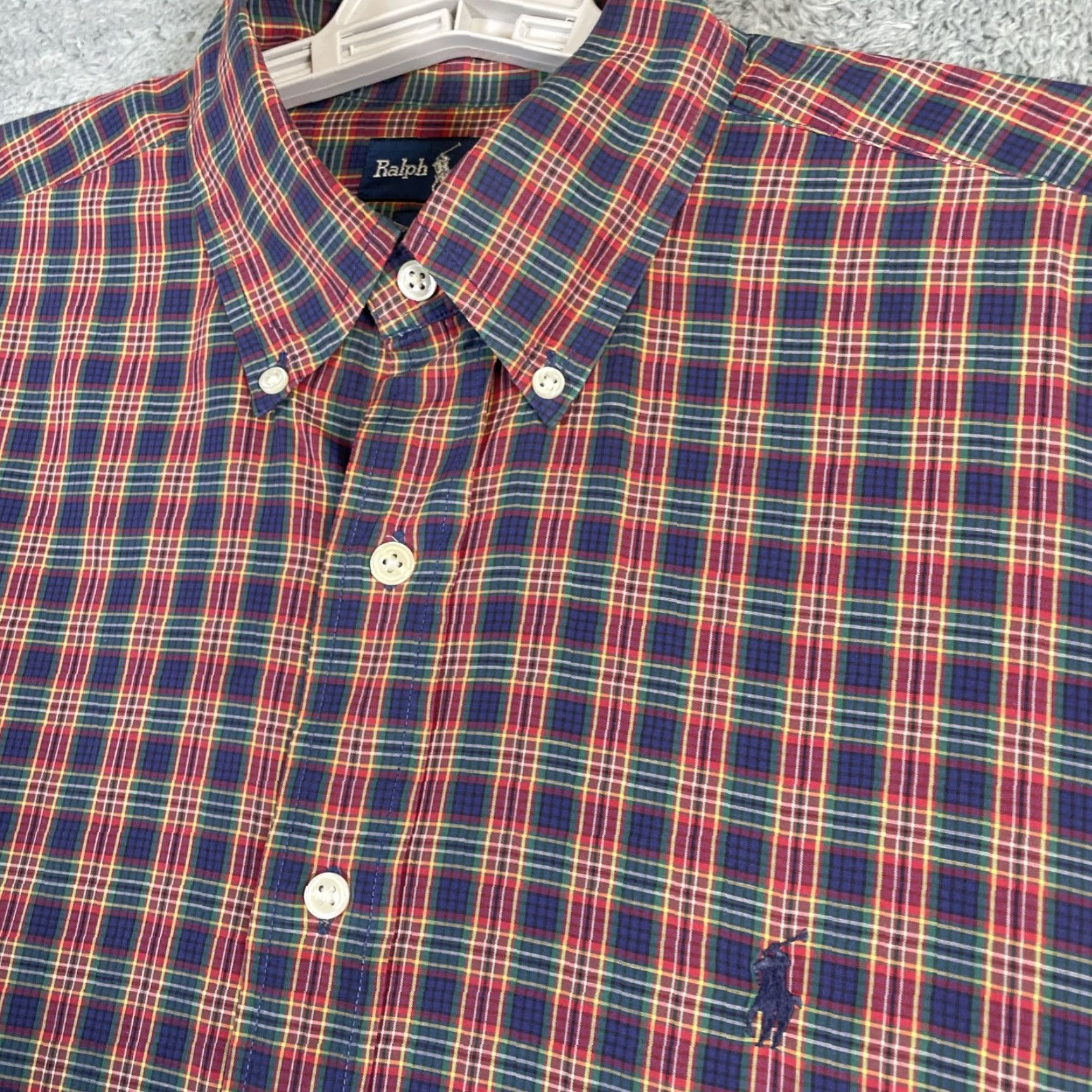 Ralph Lauren Ralph Lauren Shirt Mens Large Burgundy Blue Plaid Black Cotton Pony Small READ Size US L / EU 52-54 / 3 - 2 Thumbnail