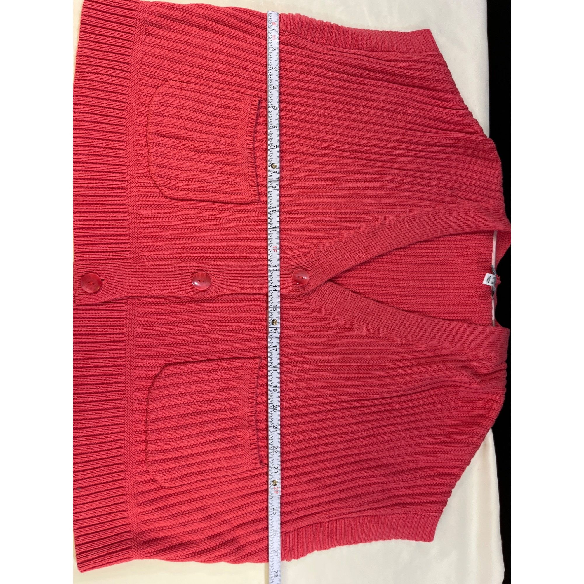Isaac Mizrahi IssacMizrahiLive womens Coral Cropped Knit Cardigan Size L S Size L / US 10 / IT 46 - 5 Thumbnail