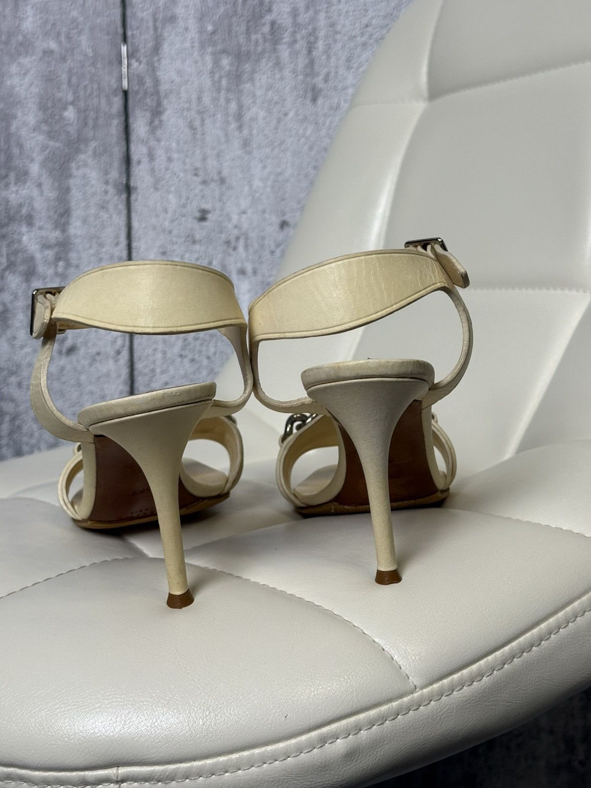 Celine Celine Leather Chain Sandals Stiletto Heels Ankle Strap Size US 7.5 / IT 37.5 - 22 Thumbnail