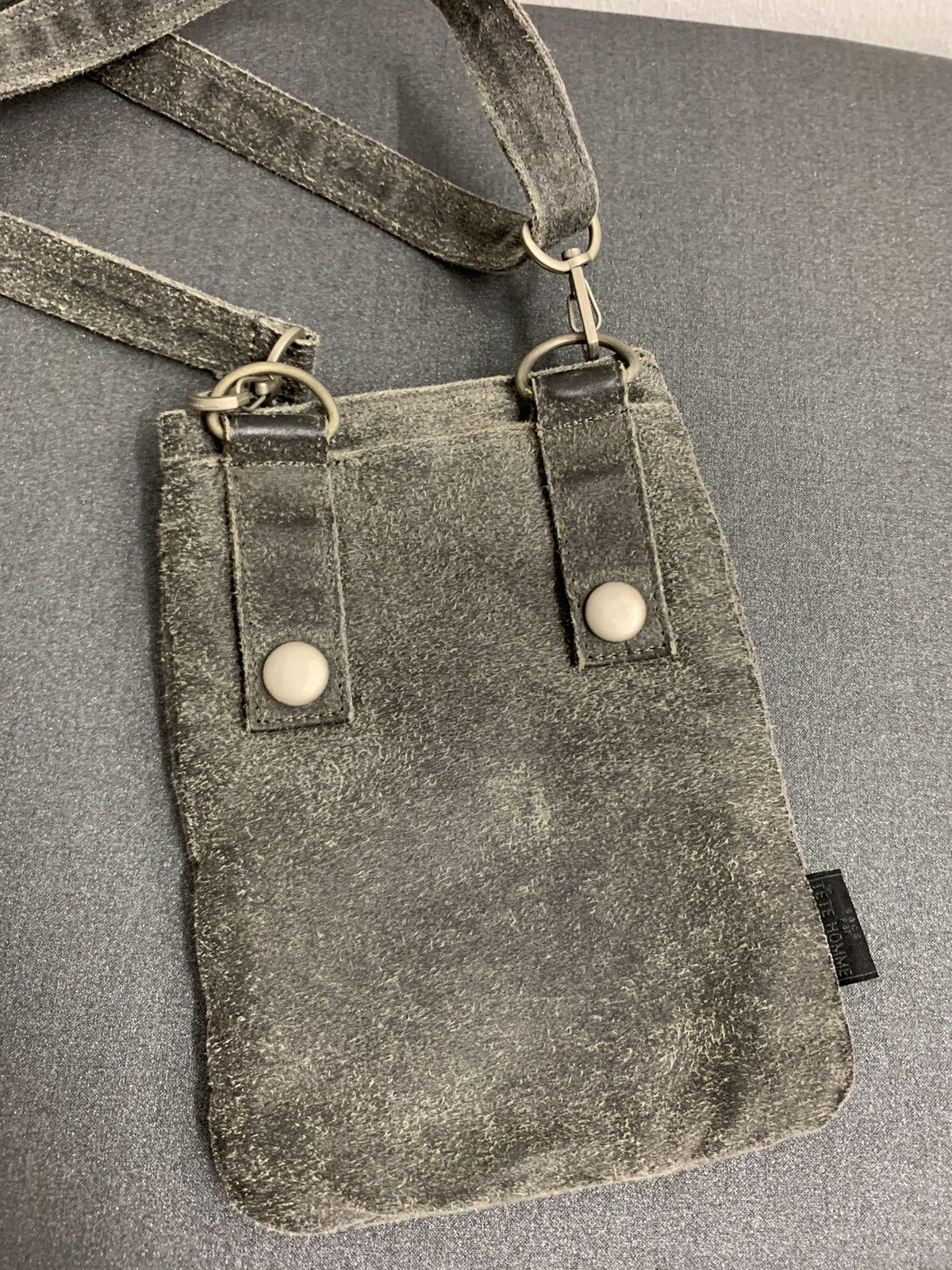 Tete Homme Thrashed Faded Tete Home Suede Leather Sling Bag Crossbory Size ONE SIZE - 4 Thumbnail