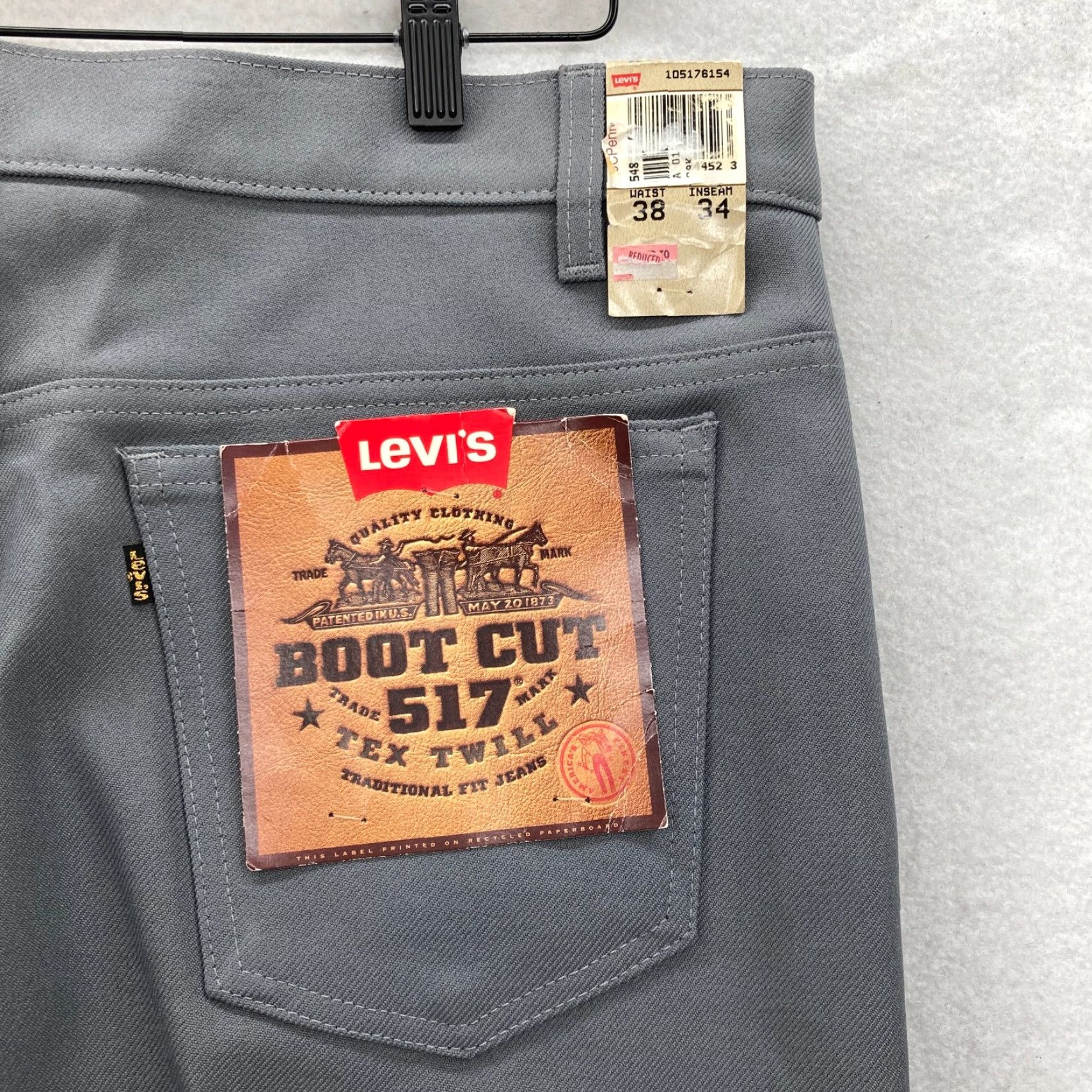 Levi's VINTAGE Levi's 517 Bootcut Pants Mens 38x34 Gray Twill Polyester 1999 Size US 38 / EU 54 - 2 Thumbnail