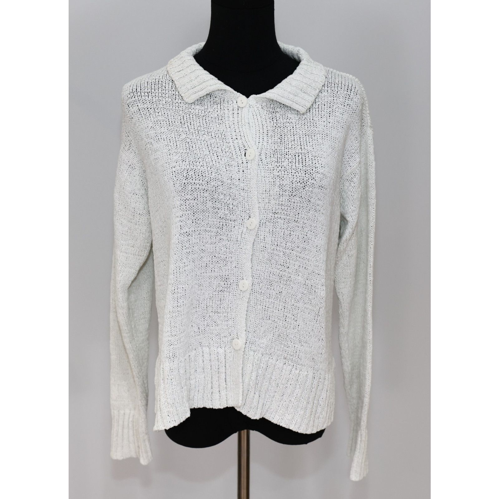 Eileen Fisher EILEEN FISHER White Collared Cardigan Sweater Size XS Size XS / US 0-2 / IT 36-38 - 2 Thumbnail