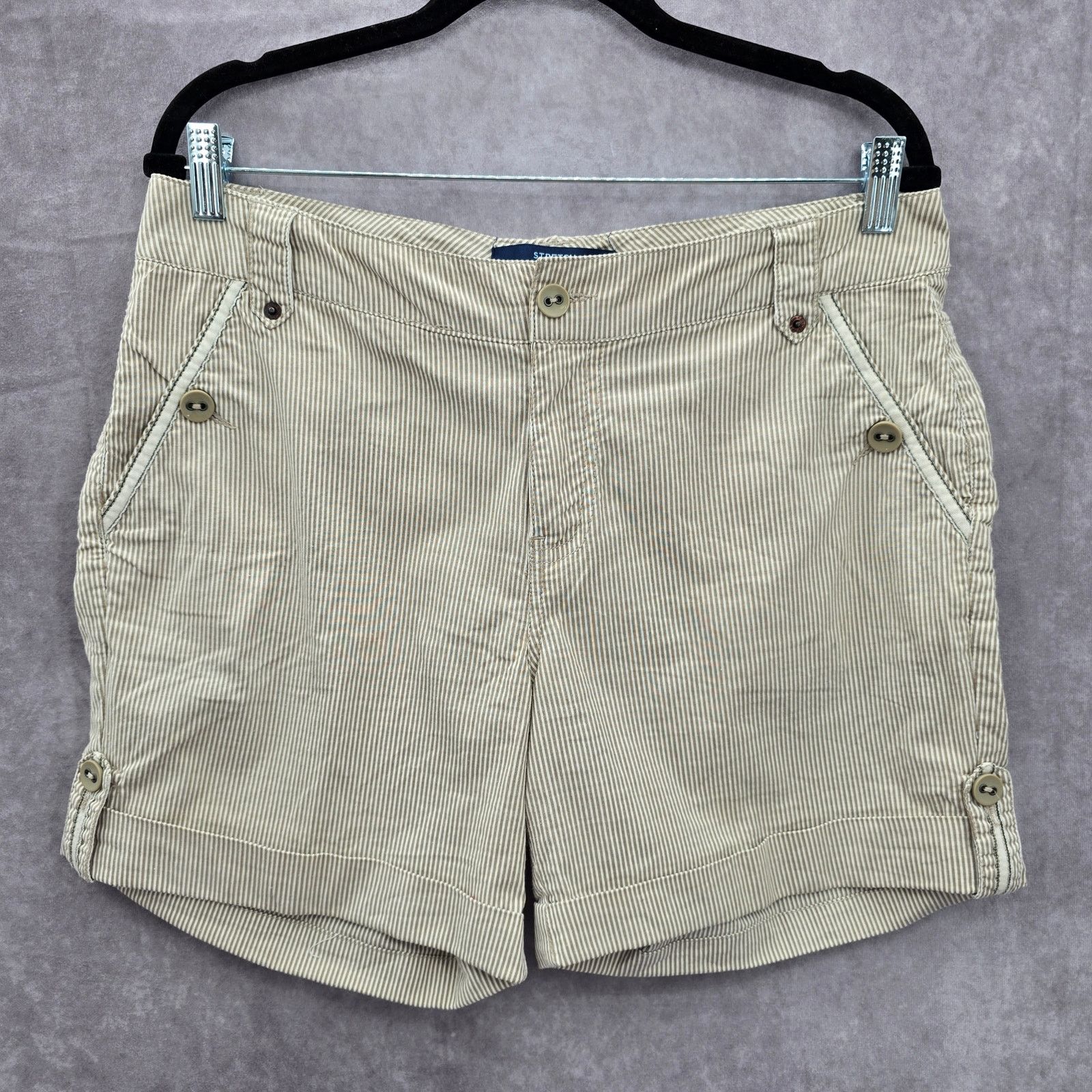 Other Bill Bass Jeans Bermuda Flat Front Stripe Shorts Cotton 10 Size 32" / US 10 / IT 46 - 1 Thumbnail