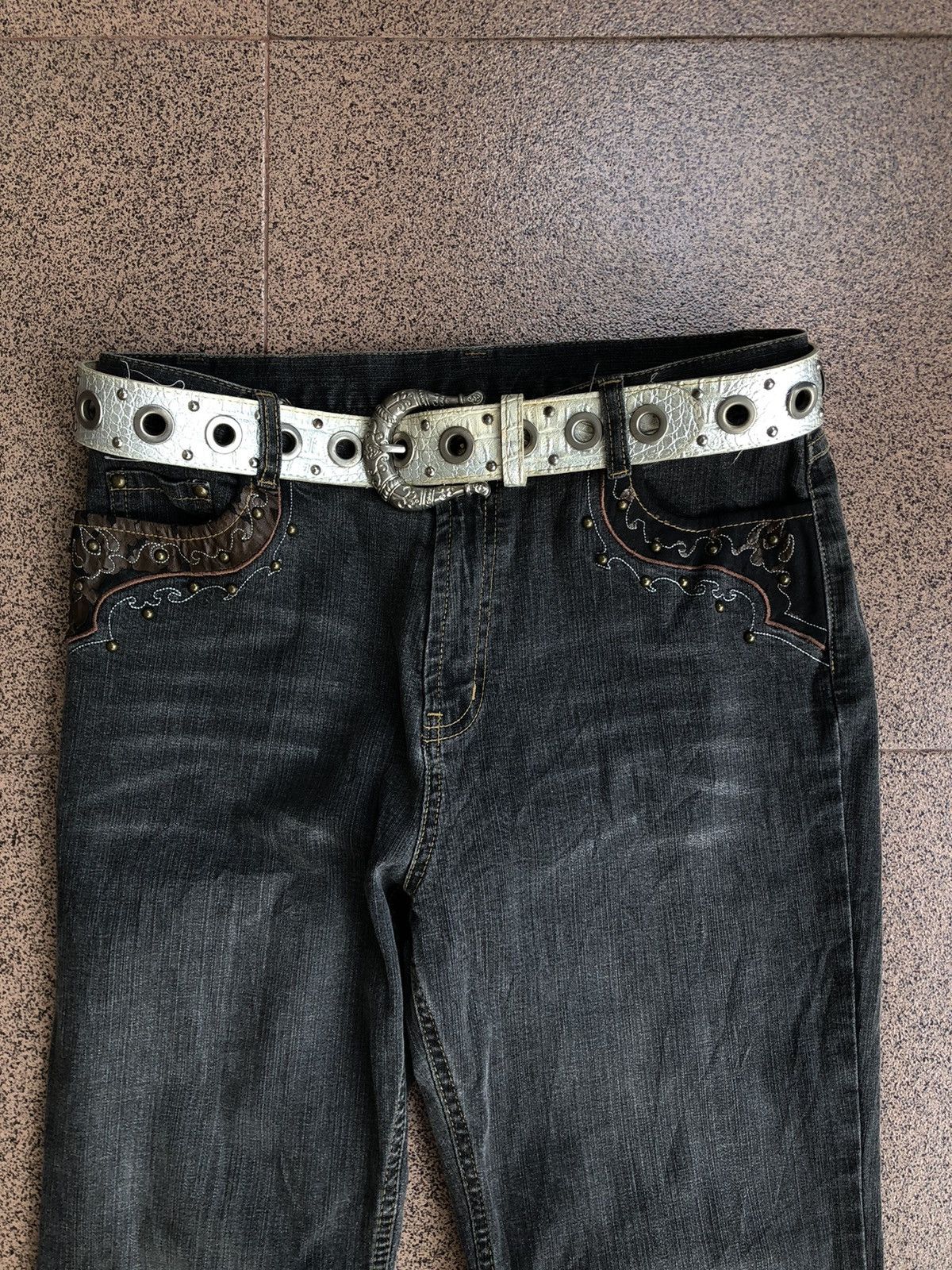 Japanese Brand Silver belt Leather studded like lgb if six was nine Size ONE SIZE - 1 Thumbnail