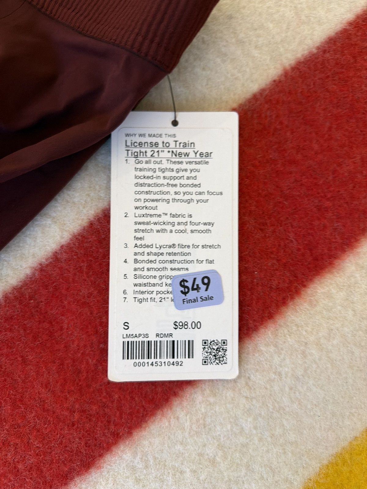 Lululemon Red lululemon LTT tights (new with tags) Size US 30 / EU 46 - 2 Thumbnail
