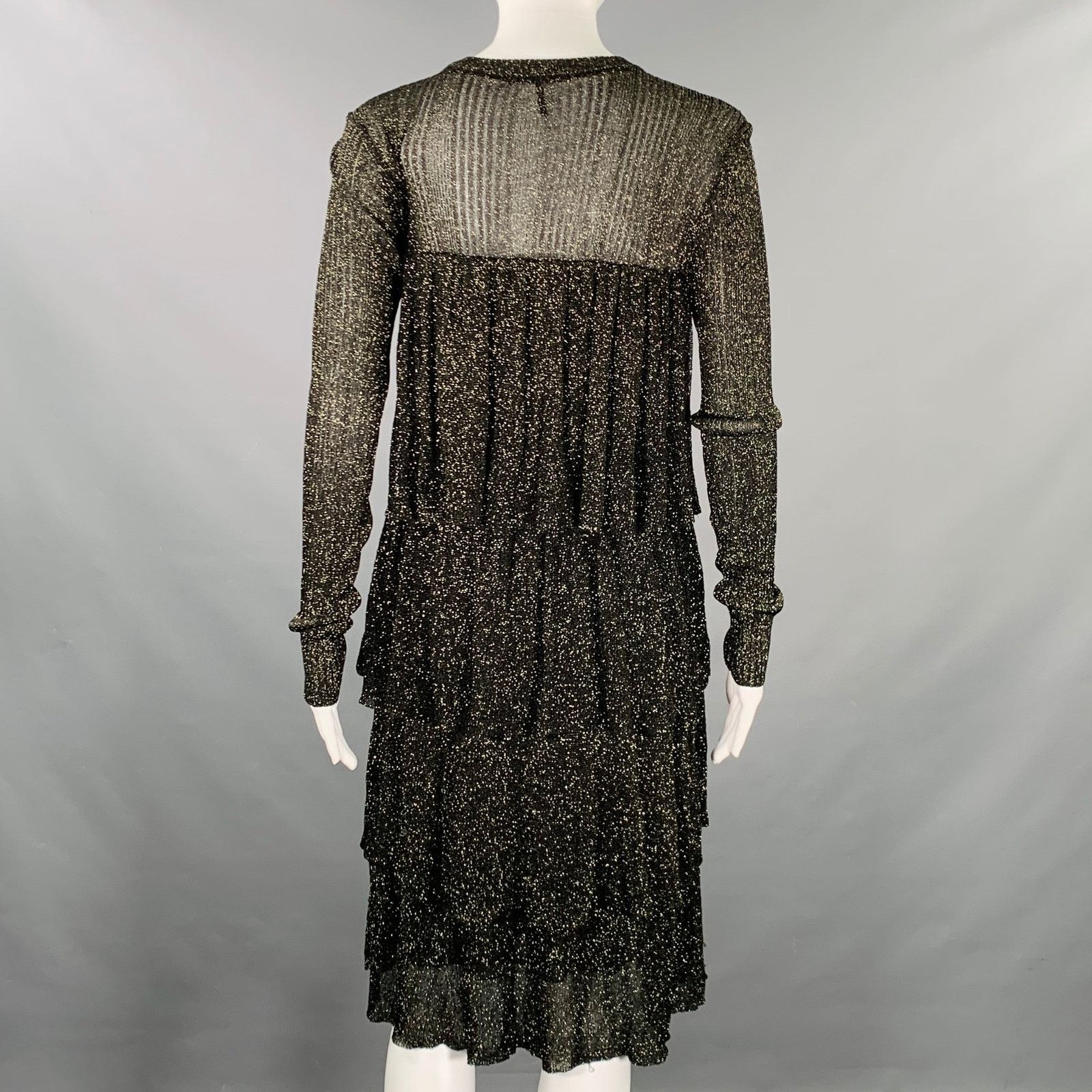 Scotch & Soda Size S Starwatcher Black Gold Knit Ribbed Layered Dress Size S / US 4 / IT 40 - 3 Thumbnail