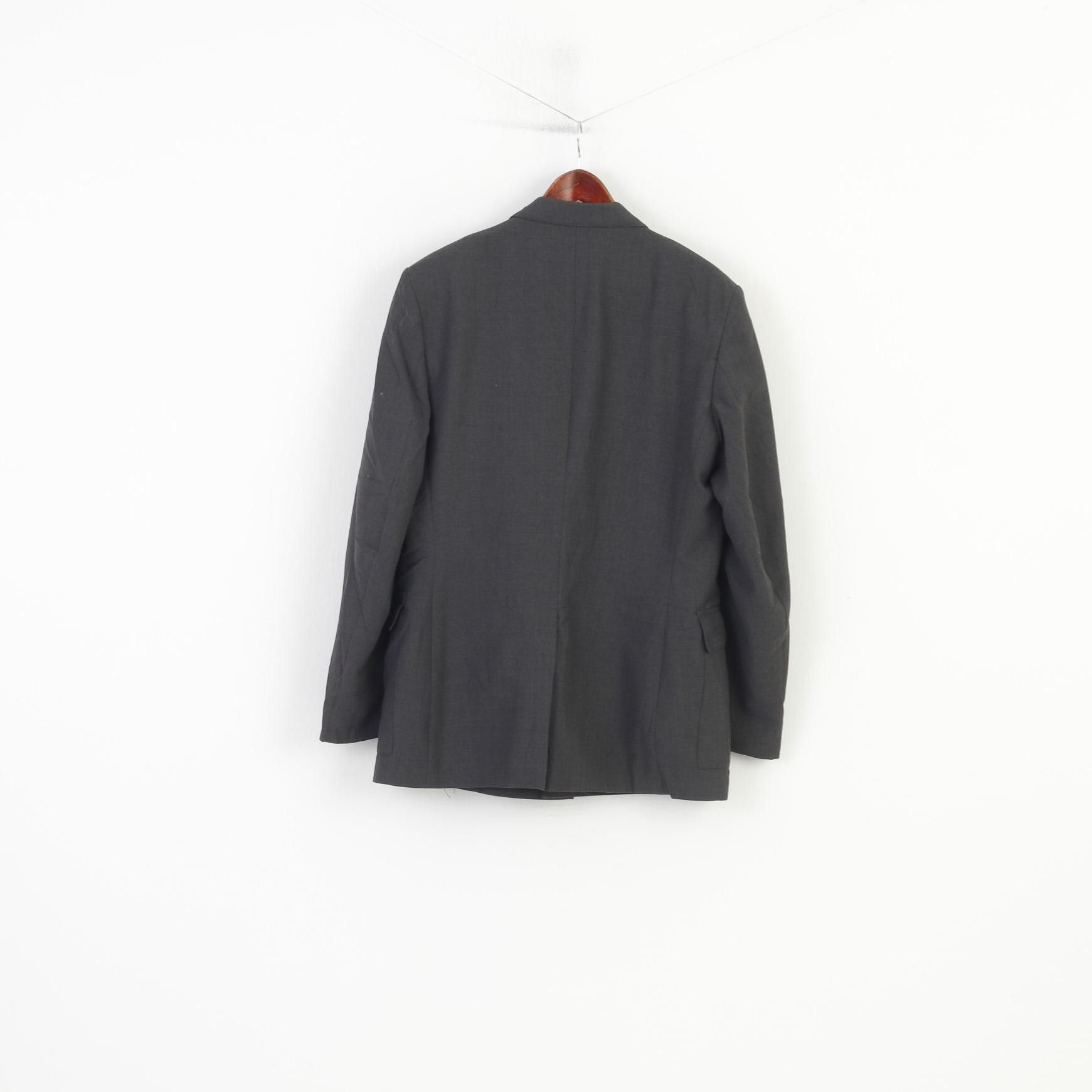 Vintage Harvik Men 42 Blazer Grey Gold Buttons Multi Pockets 11080 Size 42R - 7 Thumbnail