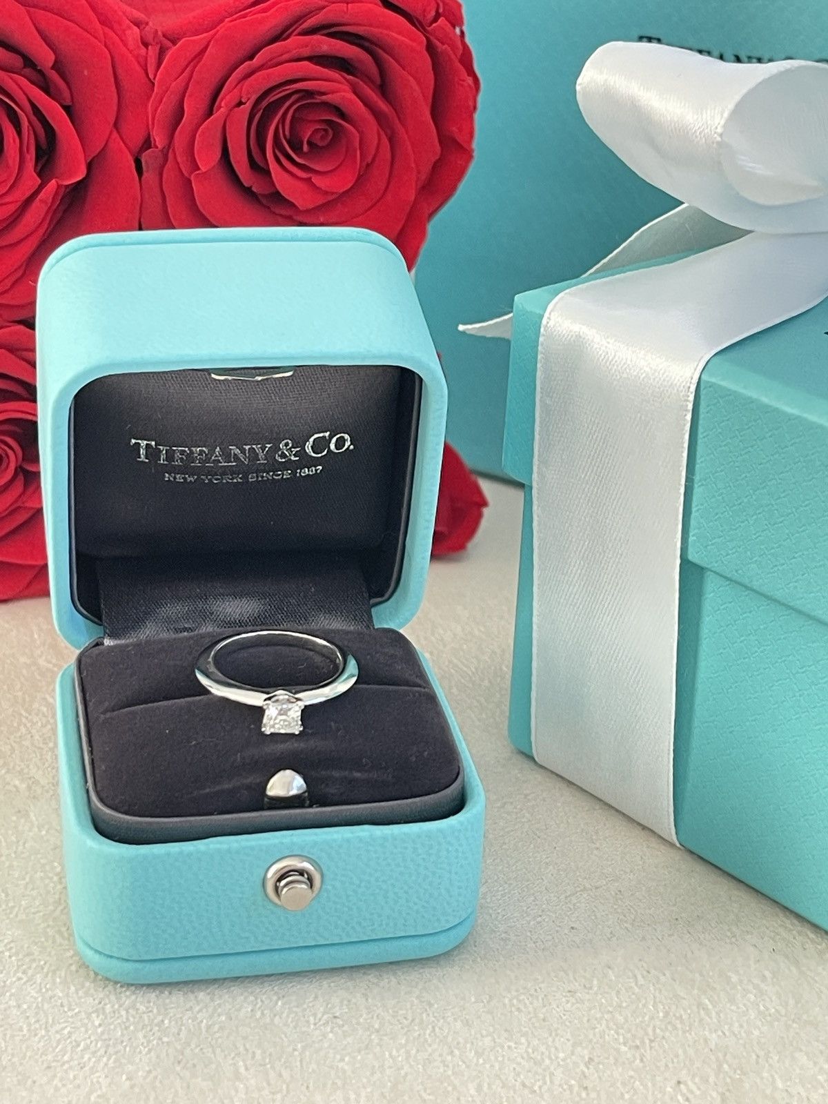 Tiffany & Co. Tiffany & Co. Platinum .31 Princess Cut Diamond Ring 4 $2880 Size ONE SIZE - 14 Thumbnail