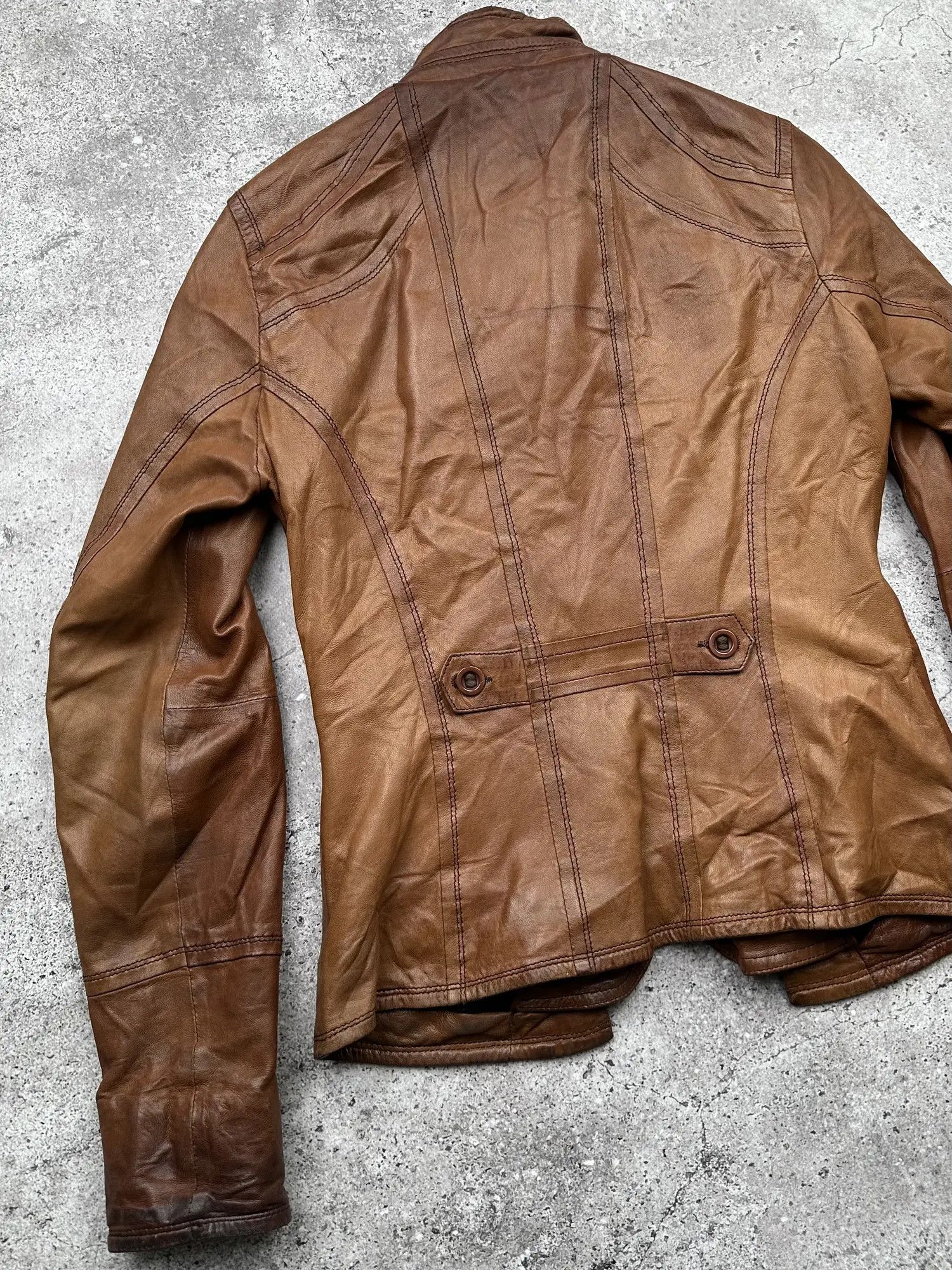 Genuine Leather Vintage Leather Jacket With Many Buttons C150(V464) Size S / US 4 / IT 40 - 10 Thumbnail