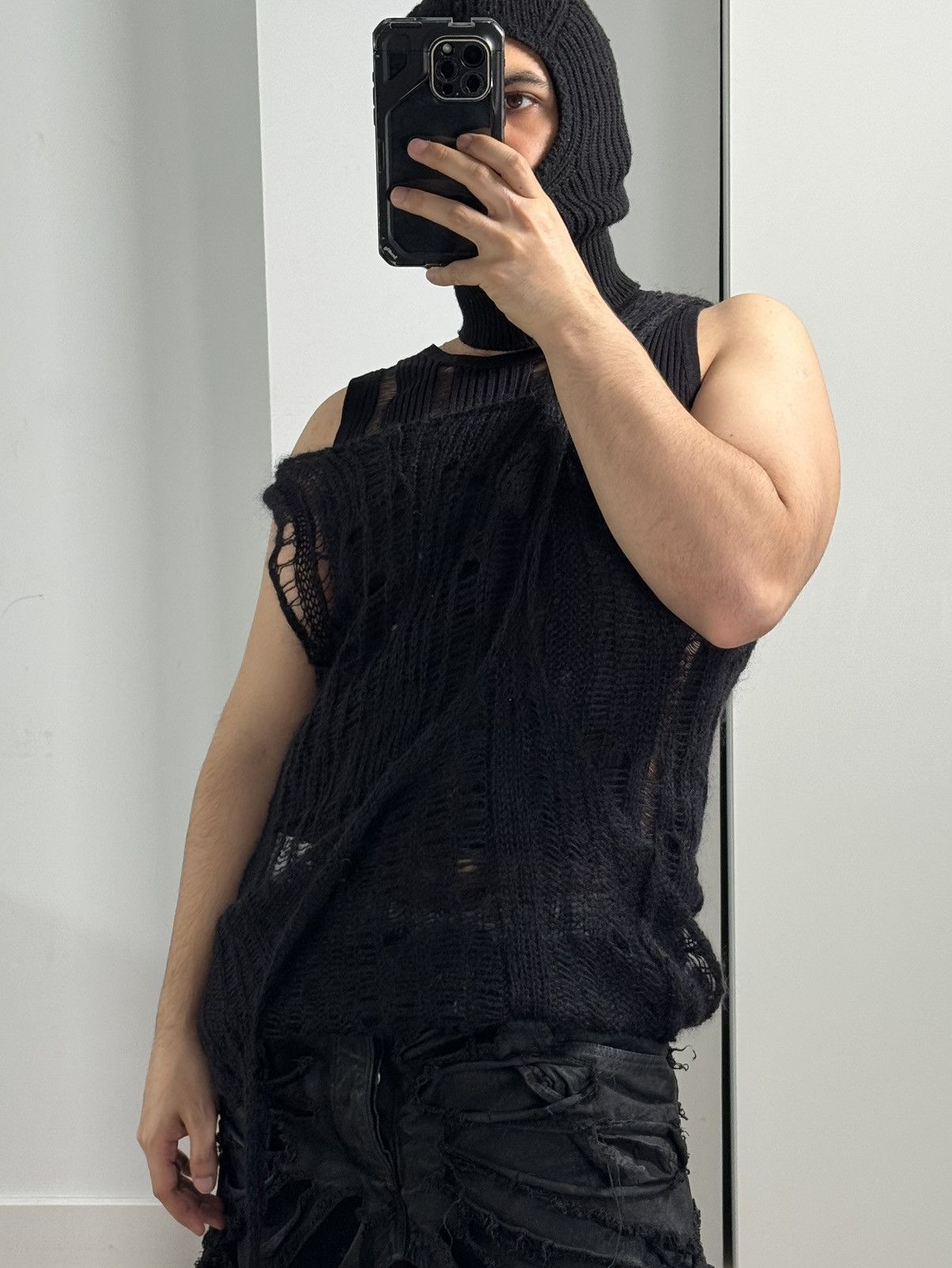 SHINE LUXURY Shine Luxury “Sodoma” Extended Distressed Mohair Tank Top Size US M / EU 48-50 / 2 - 13 Thumbnail