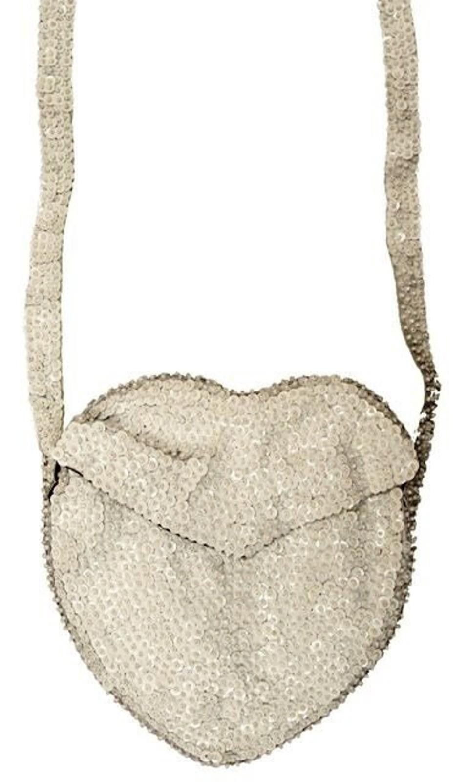 Designer Sequin Purse HEART Shape IVORY Long Strip Size ONE SIZE - 1 Preview