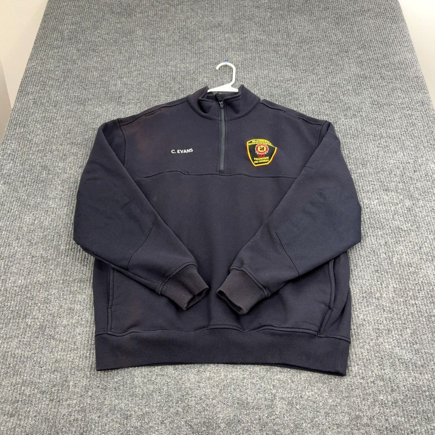 Vintage Blaine Hill Fire Dept Pullover Mens XL Navy Blue Quarter Zip Workwear Style Size US XL / EU 56 / 4 - 6 Thumbnail