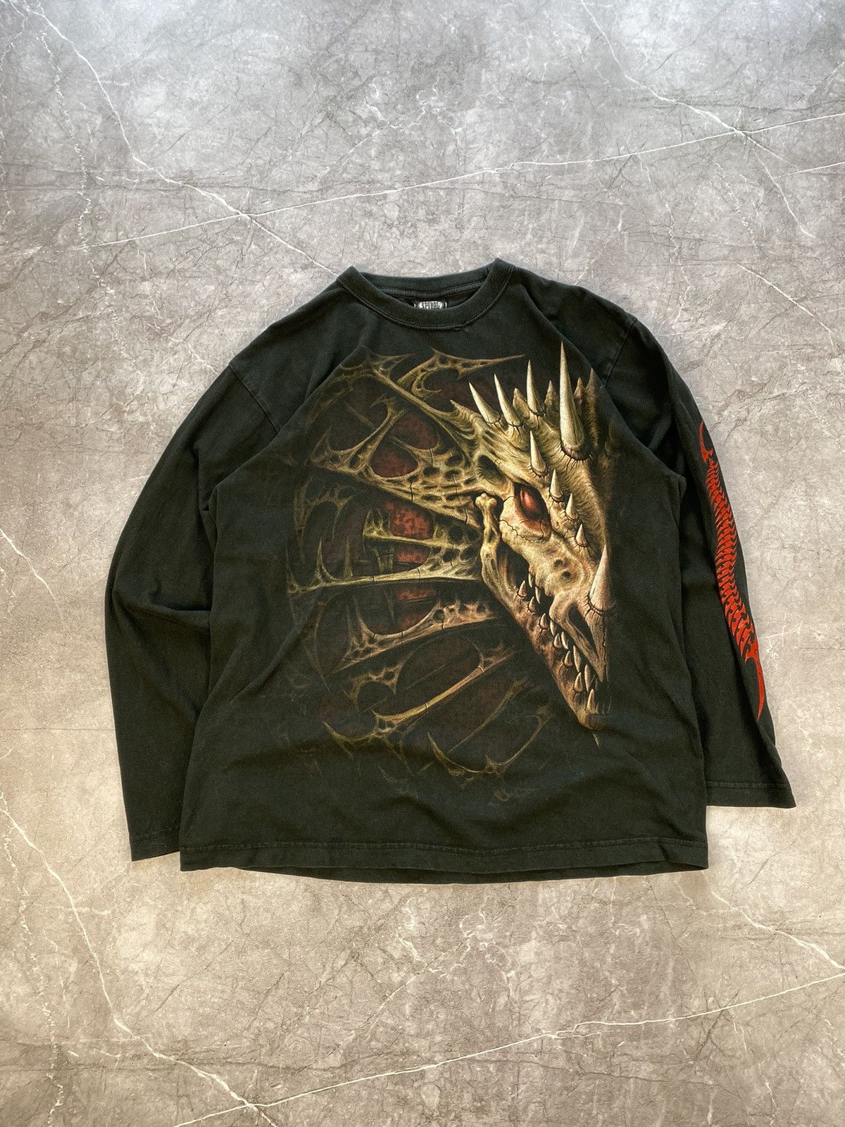 Vintage Vintage 90s Spiral Dragon Skeleton Big Logo Long Sleeve Size US L / EU 52-54 / 3 - 2 Thumbnail