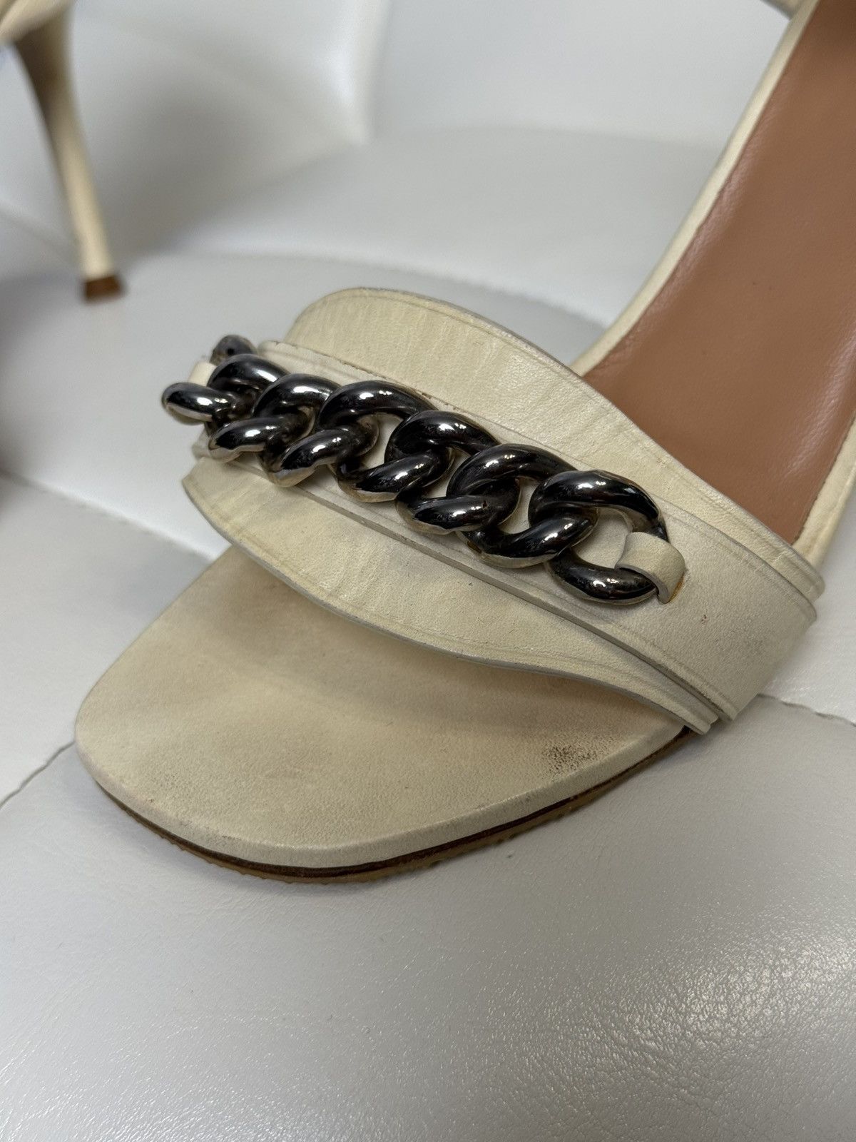 Celine Celine Leather Chain Sandals Stiletto Heels Ankle Strap Size US 7.5 / IT 37.5 - 5 Thumbnail