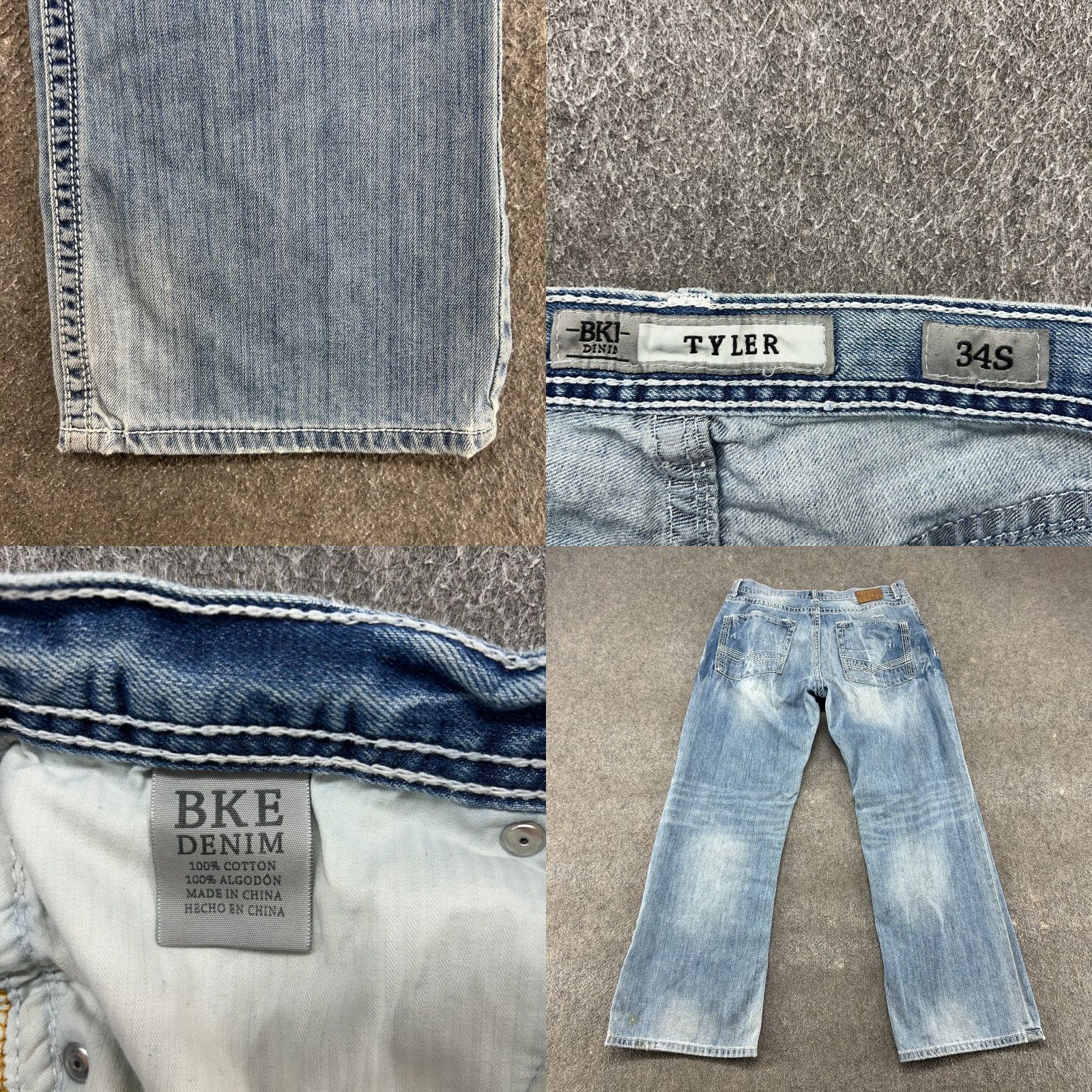 Vintage BKE Tyler Jeans Men 34S 34x31 Blue Relaxed Bootcut Light Wash Denim Size US 34 / EU 50 - 8 Thumbnail