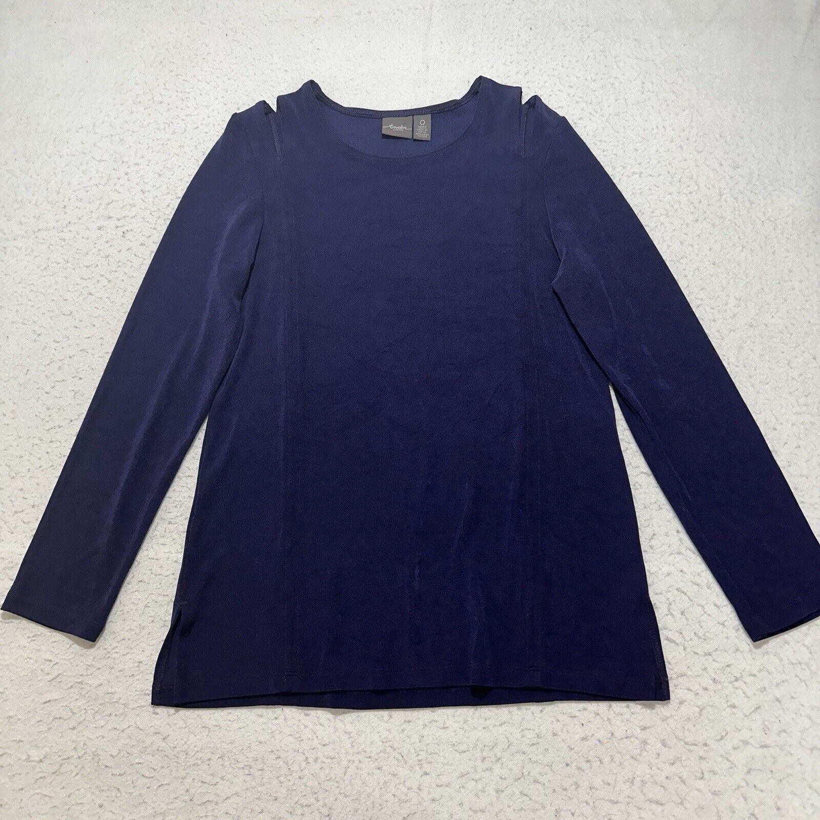 Chicos Chico's Small V-Neck Cold Shoulder Purple Acetate Blouse Size S / US 4 / IT 40 - 1 Thumbnail