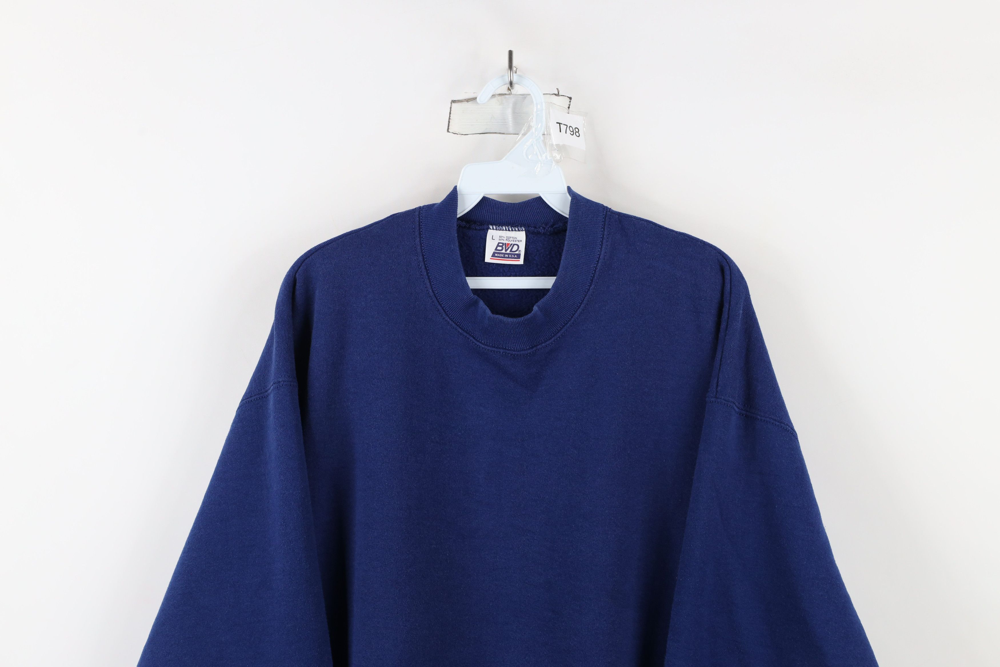 Vintage Vintage 90s Streetwear Blank Heavyweight Sweatshirt Blue USA Size US L / EU 52-54 / 3 - 2 Thumbnail