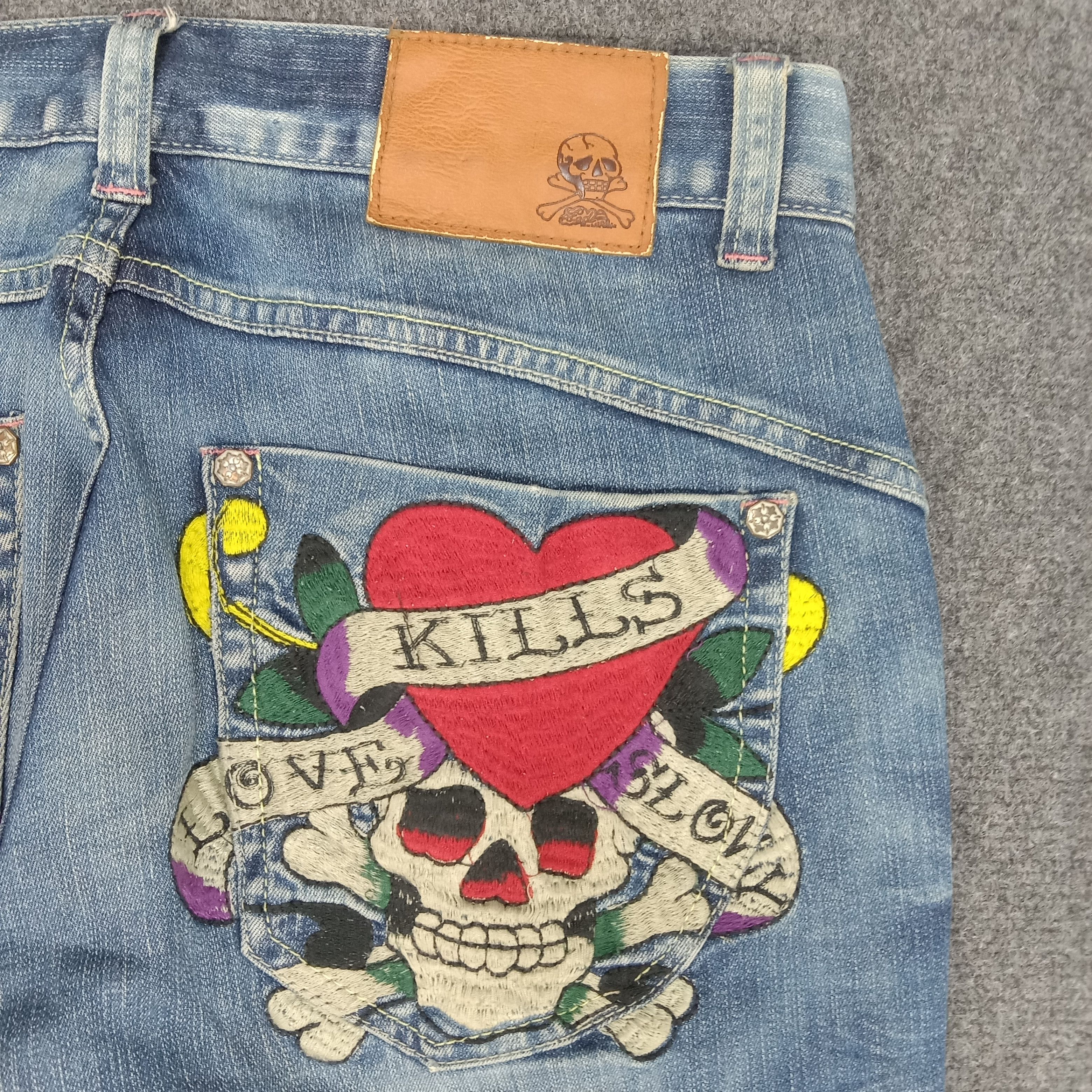 Christian Audigier × Ed Hardy × Vintage Ed Hardy by Christian Audiger Embroidery Denim Jeans Size 32" / US 10 / IT 46 - 3 Thumbnail