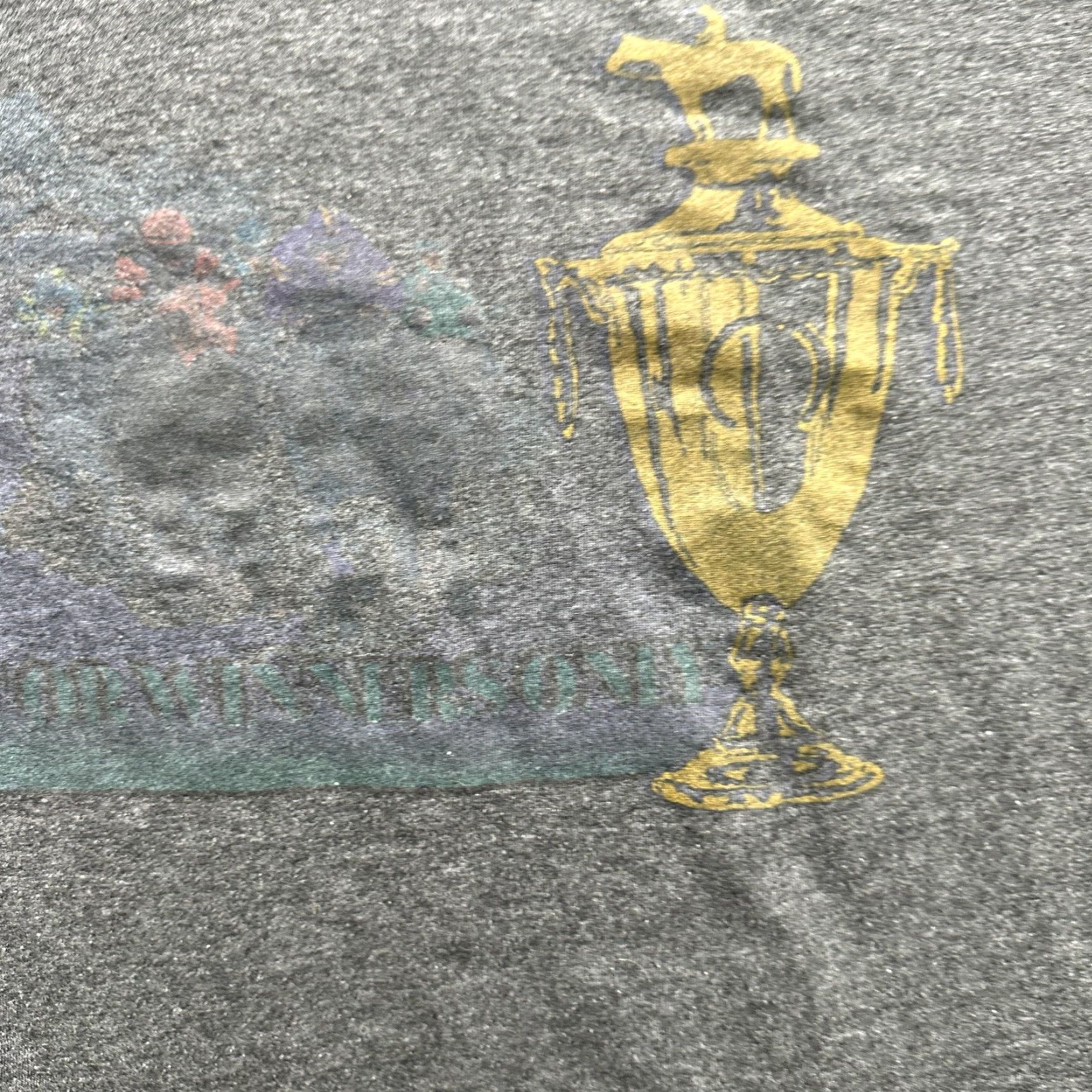Fruit Of The Loom VINTAGE Fruit of the Loom Shirt Mens Large Heather Gray Graphic Trophy Horse Racing Size US L / EU 52-54 / 3 - 7 Thumbnail