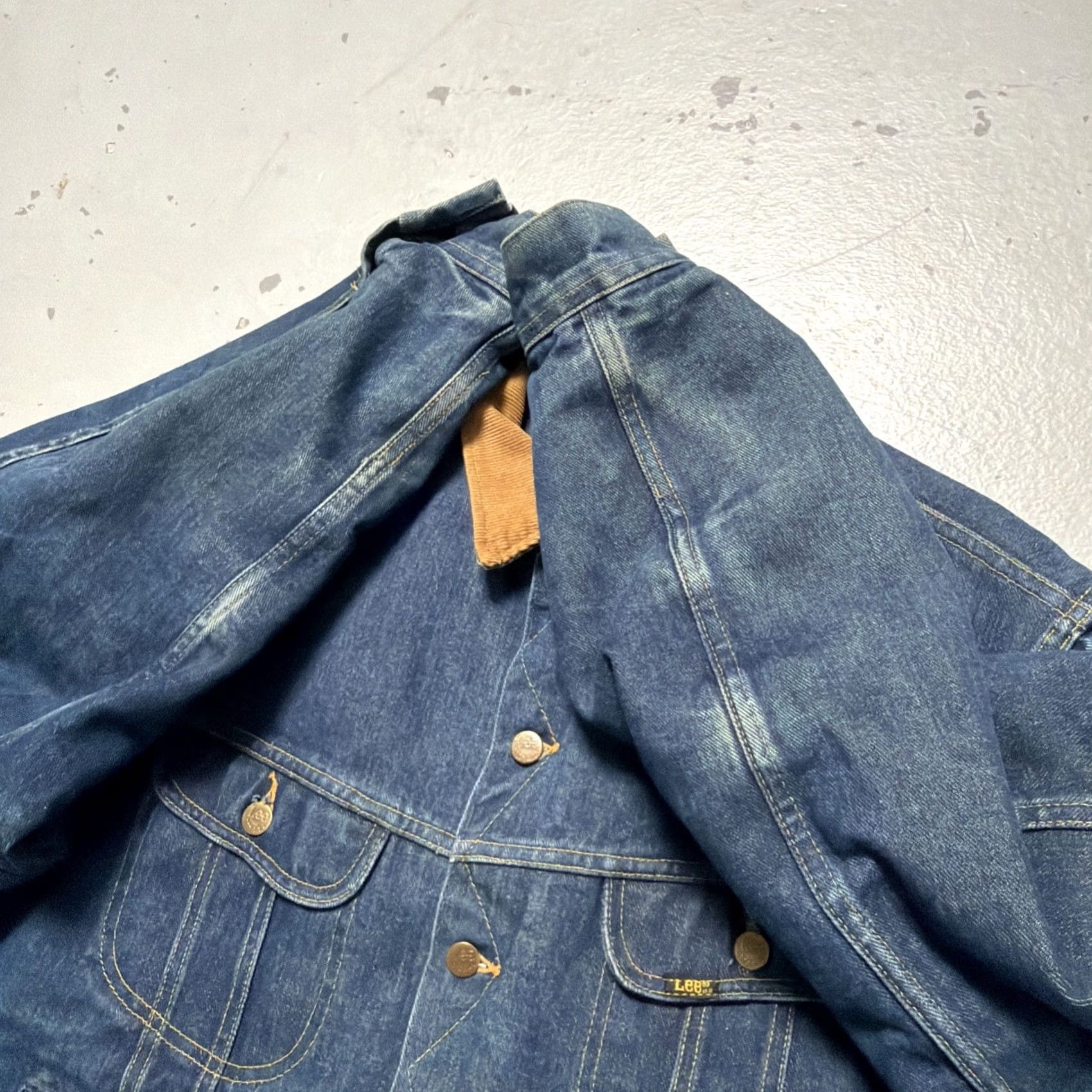 Lee VINTAGE Lee Storm Rider Jacket Denim Trucker Lined USA 46L Men Blue Leather? Size US S / EU 44-46 / 1 - 4 Thumbnail
