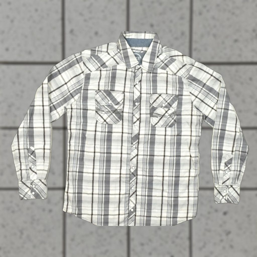 Vintage BKE Athletic Fit Men's L Long Sleeve Plaid Western Pearl Snap Button-Down Shirt Size US L / EU 52-54 / 3 - 1 Thumbnail