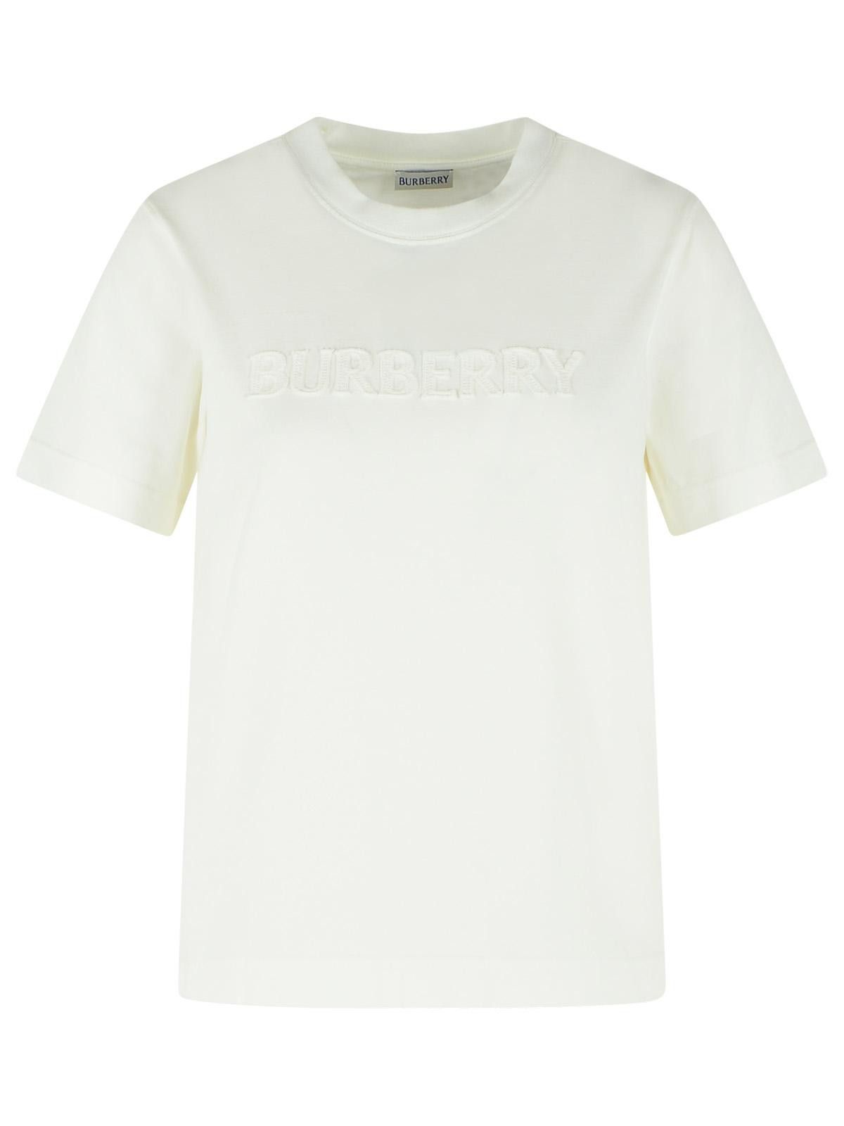 Burberry BURBERRY White Cotton T-Hsirt Size L / US 10 / IT 46 - 1 Thumbnail
