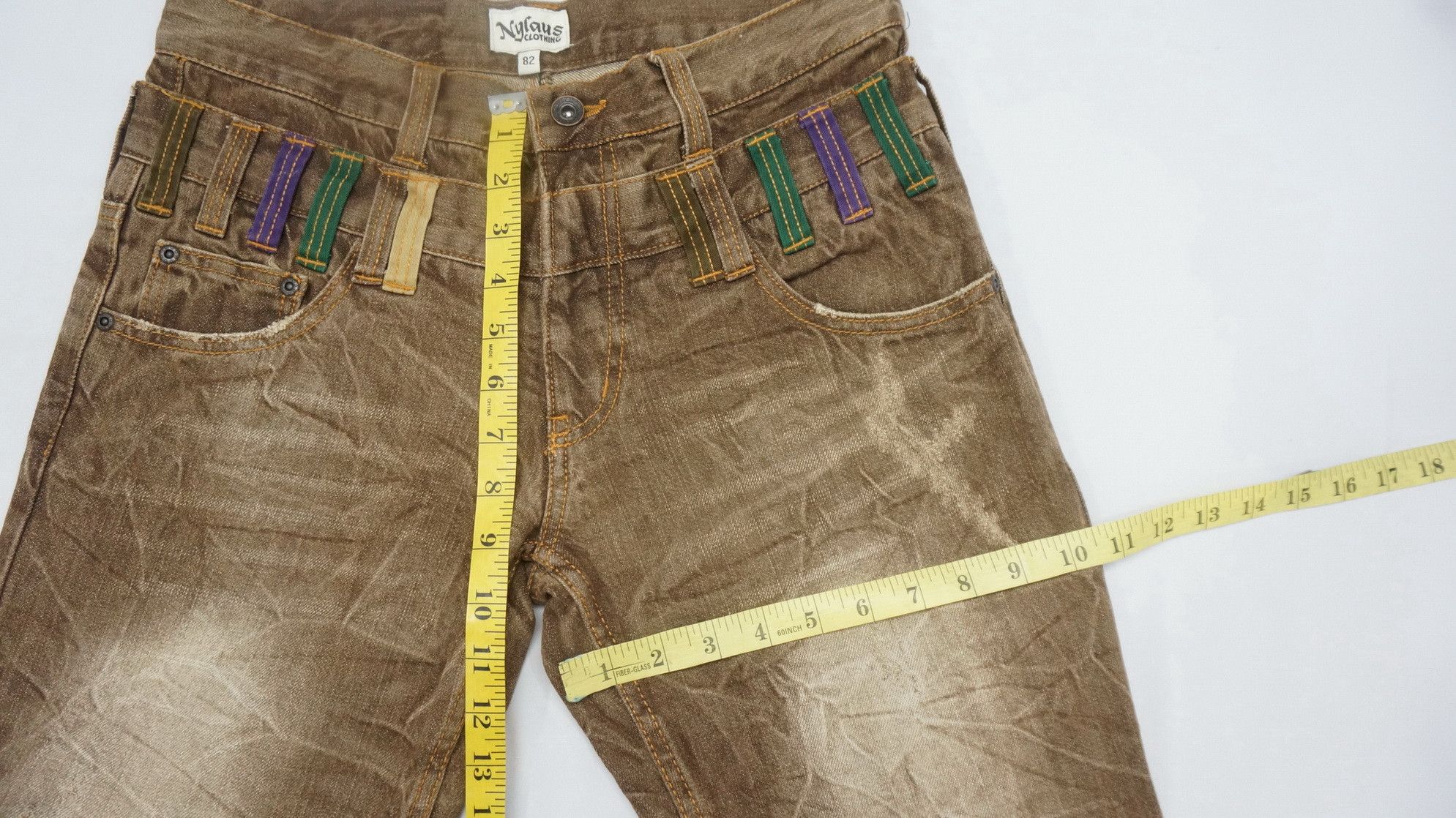 Japanese Brand NYLAUS Double Waist Brown Jeans Size US 30 / EU 46 - 10 Thumbnail