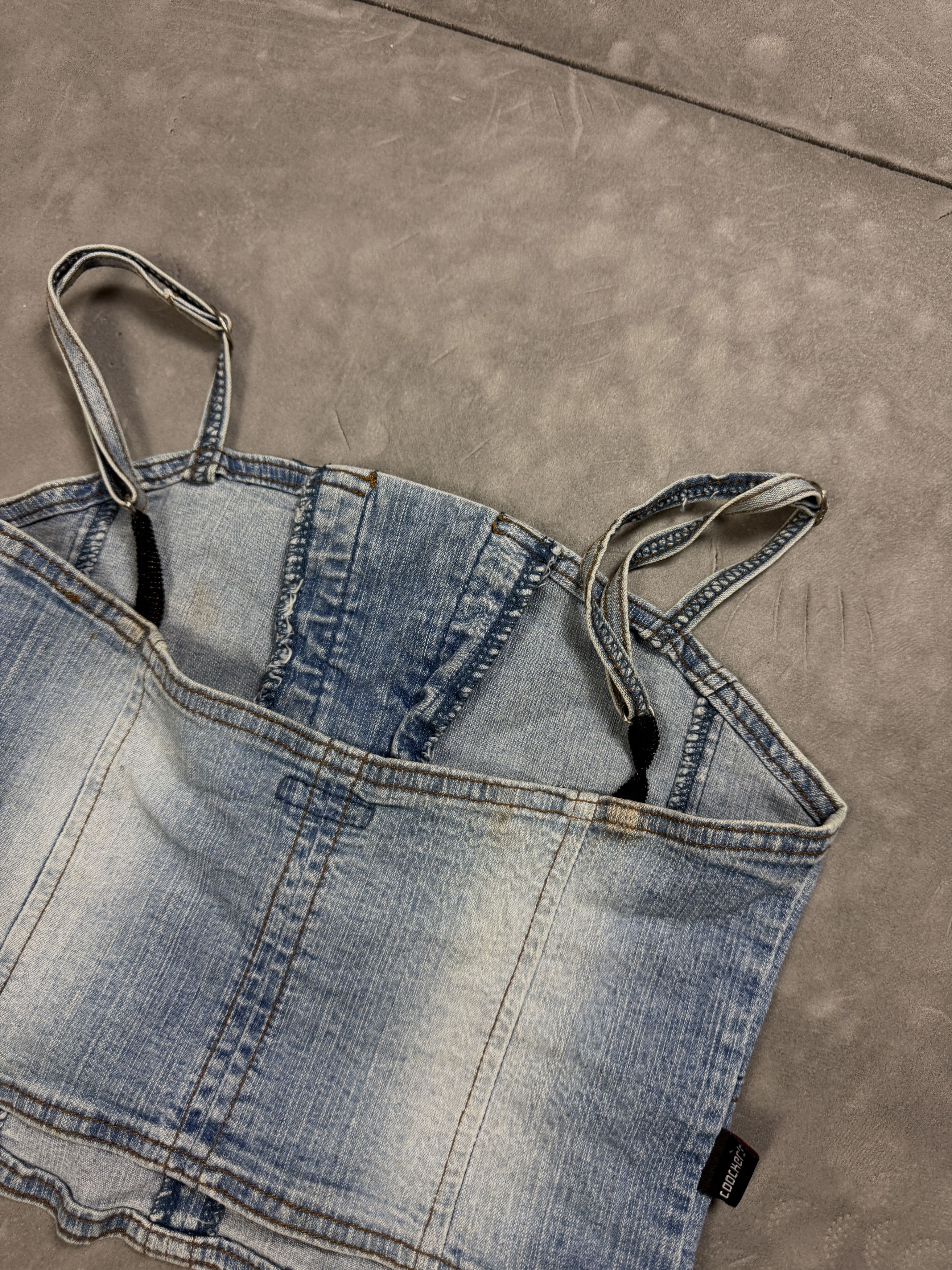 Vintage Women’s denim spaghetti-strap top, Y2K (S) crop tp jeans Size S / US 4 / IT 40 - 9 Thumbnail