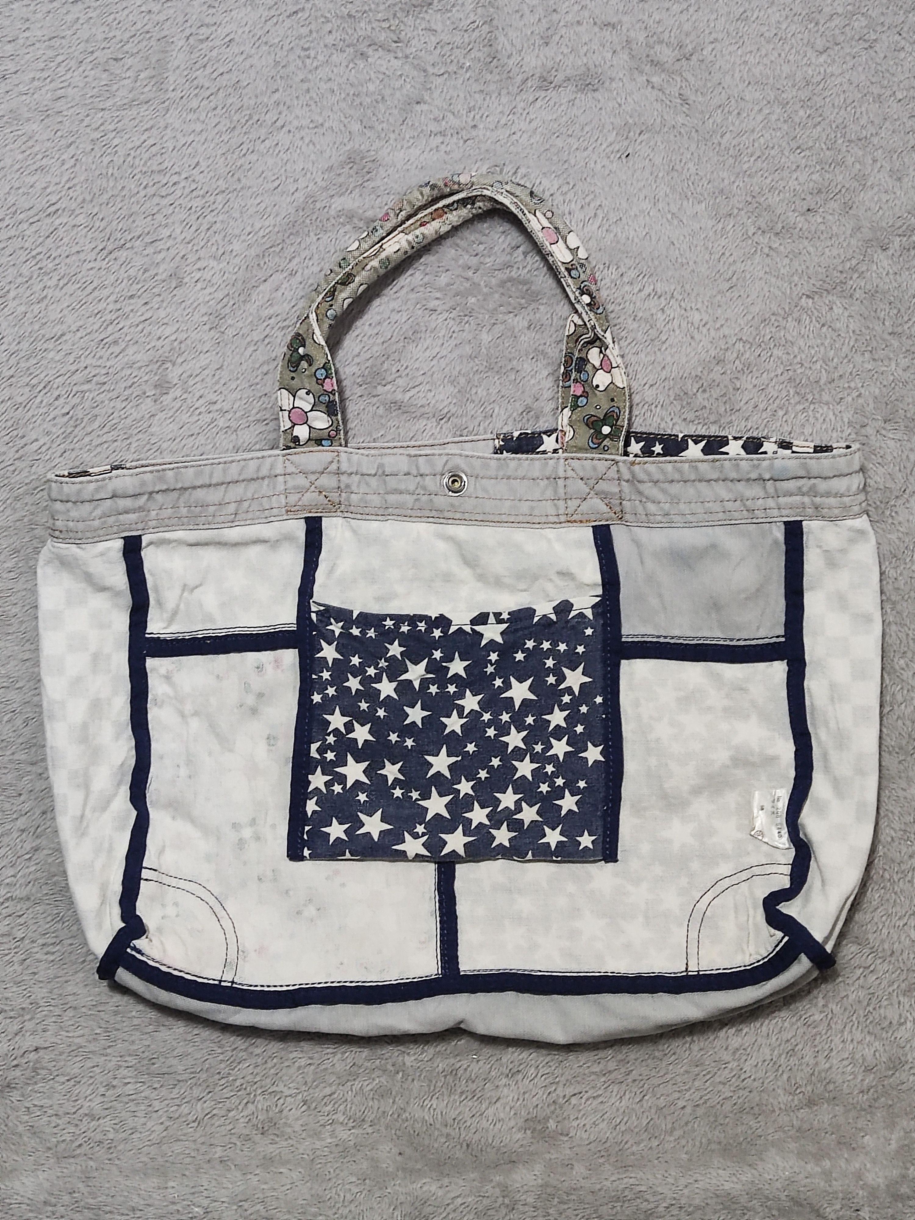 Hysteric Glamour VTG Hysteric Glamour Y2K Mixed Patchwork Denim Tote Bag Size ONE SIZE - 9 Thumbnail