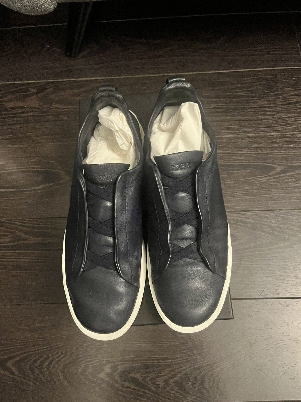 Ermenegildo Zegna Zegna navy secondskin triple stitch uk 10.5 eu 44.5 Size US 11.5 / EU 44-45 - 2 Thumbnail