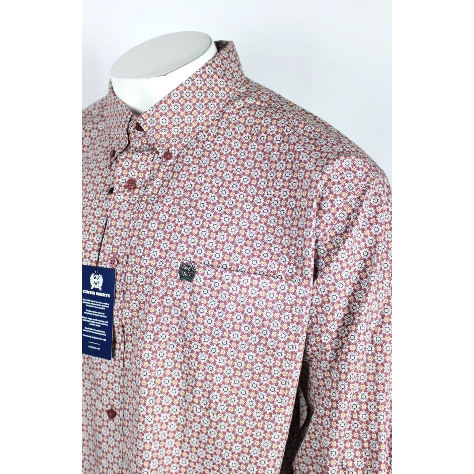 Vintage VINTAGE Cinch Men's Classic Fit Button Shirt Long Sleeve XL Burgundy Molin Geo Print Size US XL / EU 56 / 4 - 4 Thumbnail