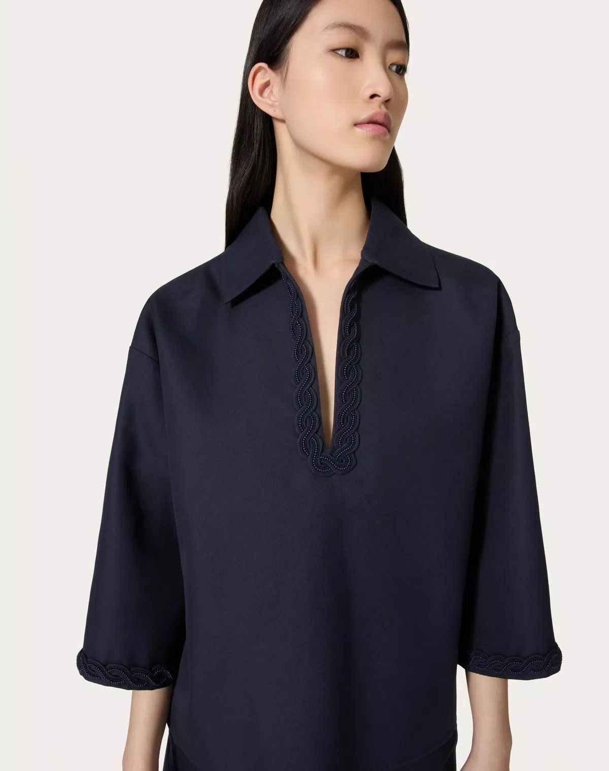 Valentino o1s1wg110426 Light Double Splittable Gabardine Top Size XS / US 0-2 / IT 36-38 - 5 Thumbnail