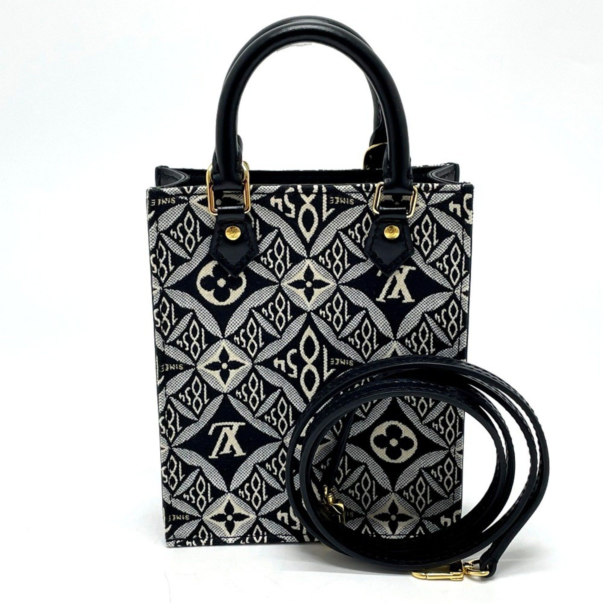 LOUIS VUITTON M80484 Monogram Jacquard SINCE 1854 Petite Sac Plat 2-Way Handbag Jacquard Women's Black/Blue