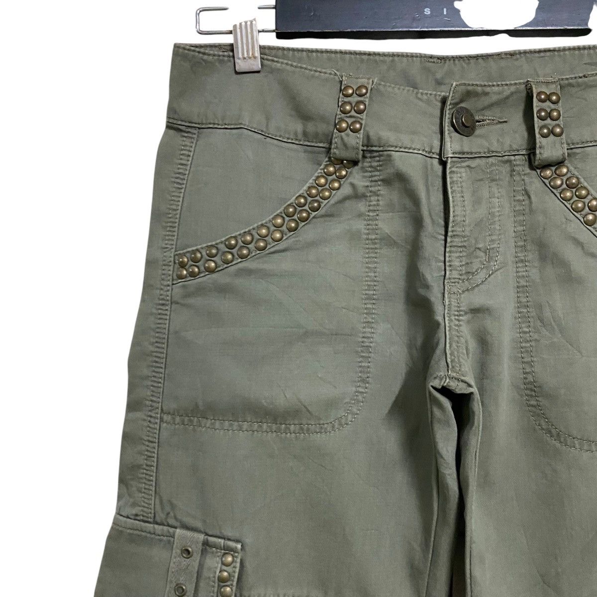 COOK JEANS Studded Military Cargo Pants Low Rise