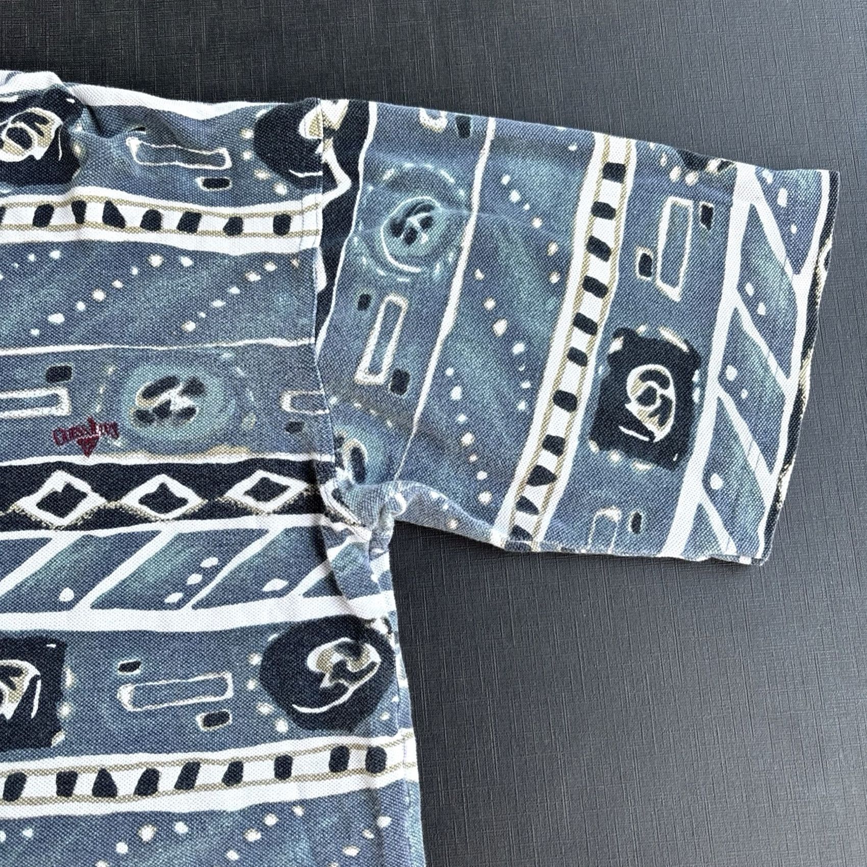 Guess VINTAGE GUESS Polo Shirt Denim Collar Geometric Short Sleeve 90s AOP M/L Mens Size US M / EU 48-50 / 2 - 5 Thumbnail