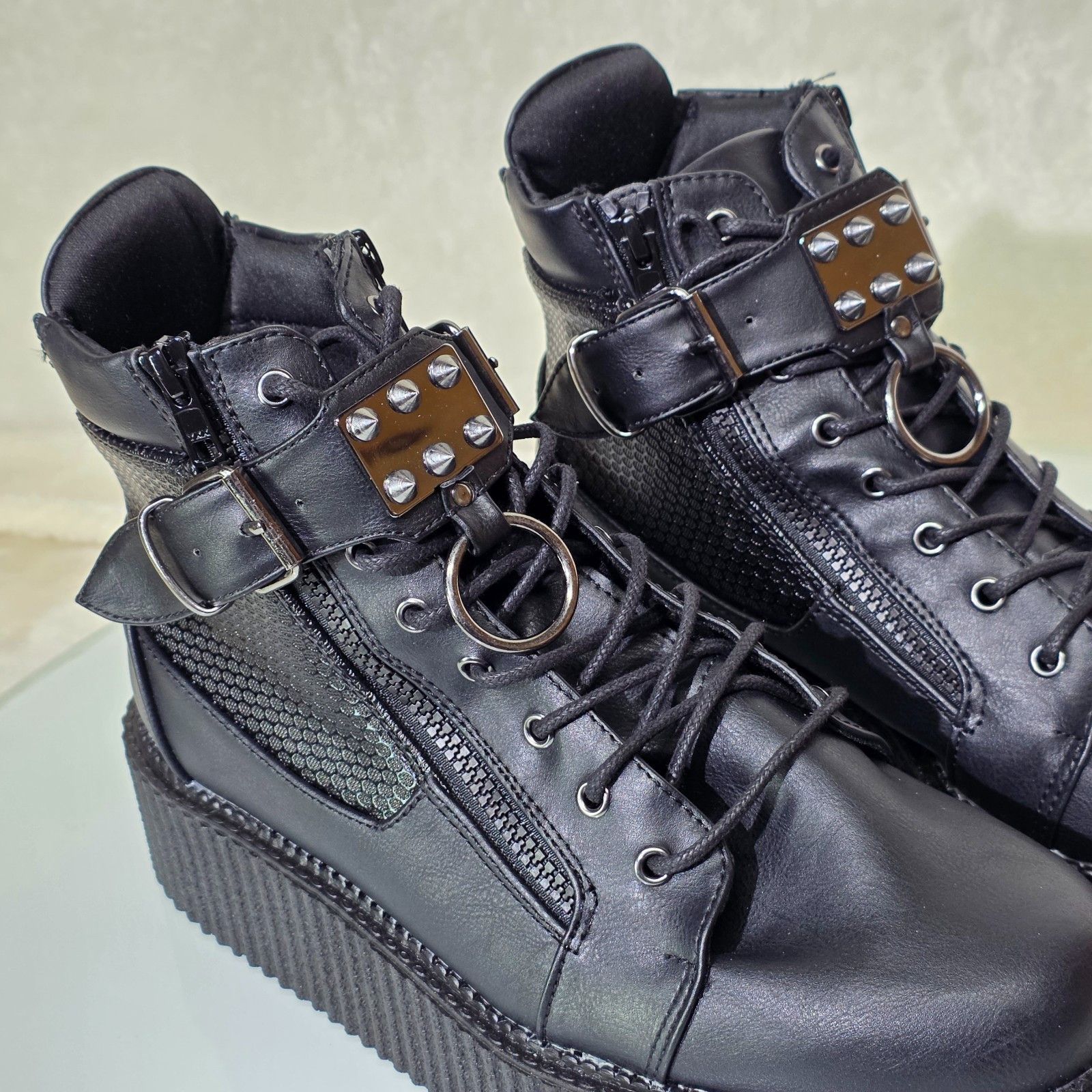 Demonia Cult DEMONIA V-Creeper 566 Goth Punk Ankle High Top Platform Cree Size US 10 / EU 43 - 7 Thumbnail