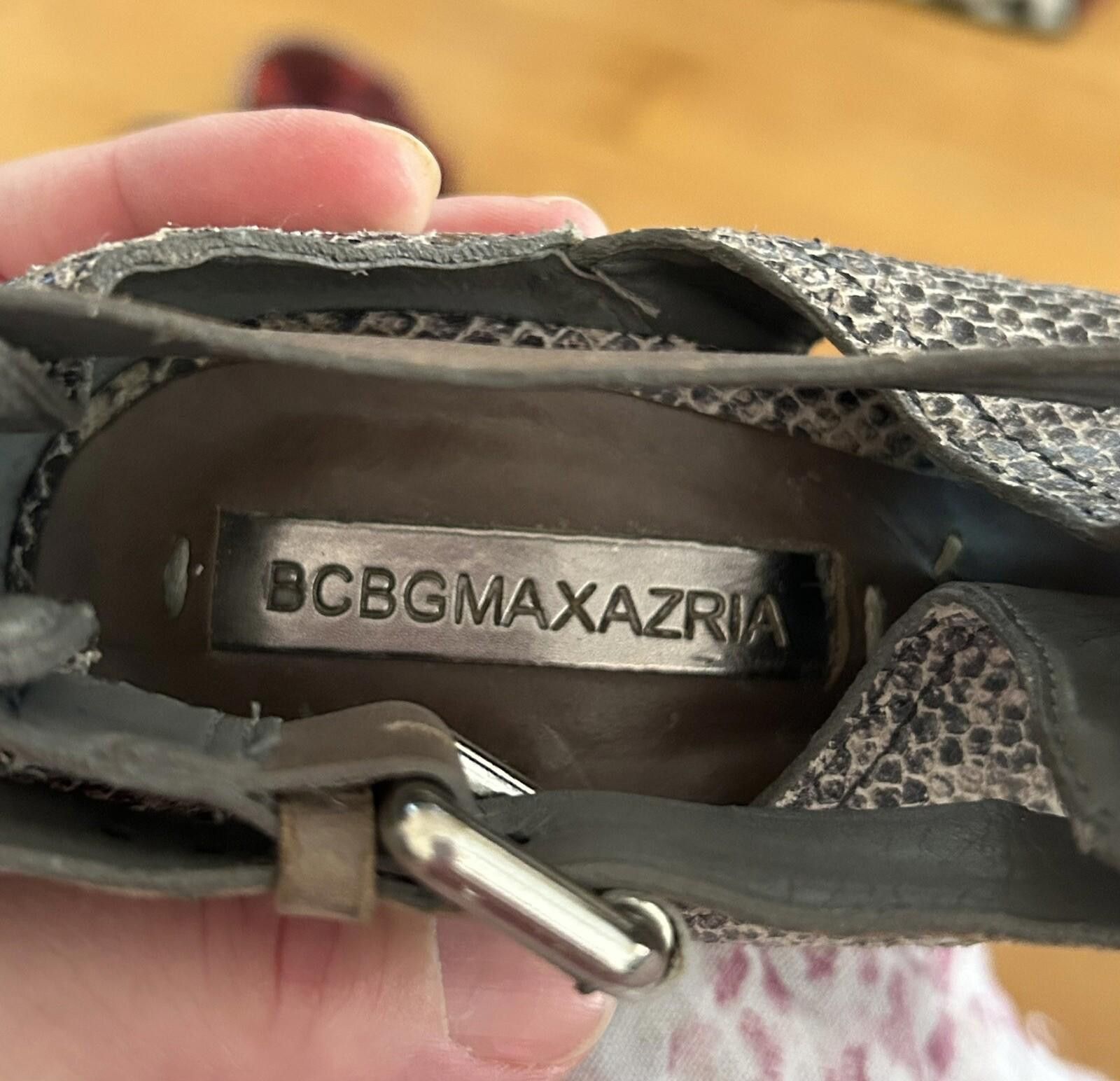 Bcbgmaxazria BCBG Maxazria Leather Snake Print Heels PeepToe Sz8 Stiletto Size US 7 / IT 37 - 4 Thumbnail