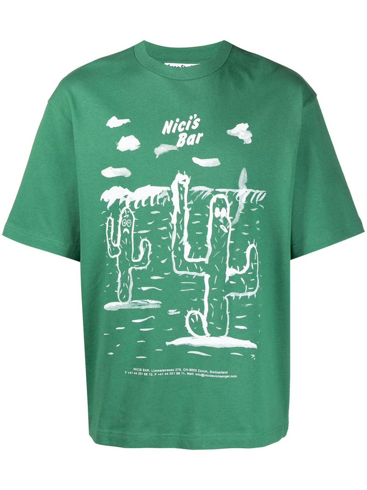 image of Acne Studios Ss21 “Beni Bischof Extorr Printed Cotton-Jersey in Green, Men's (Size Large)