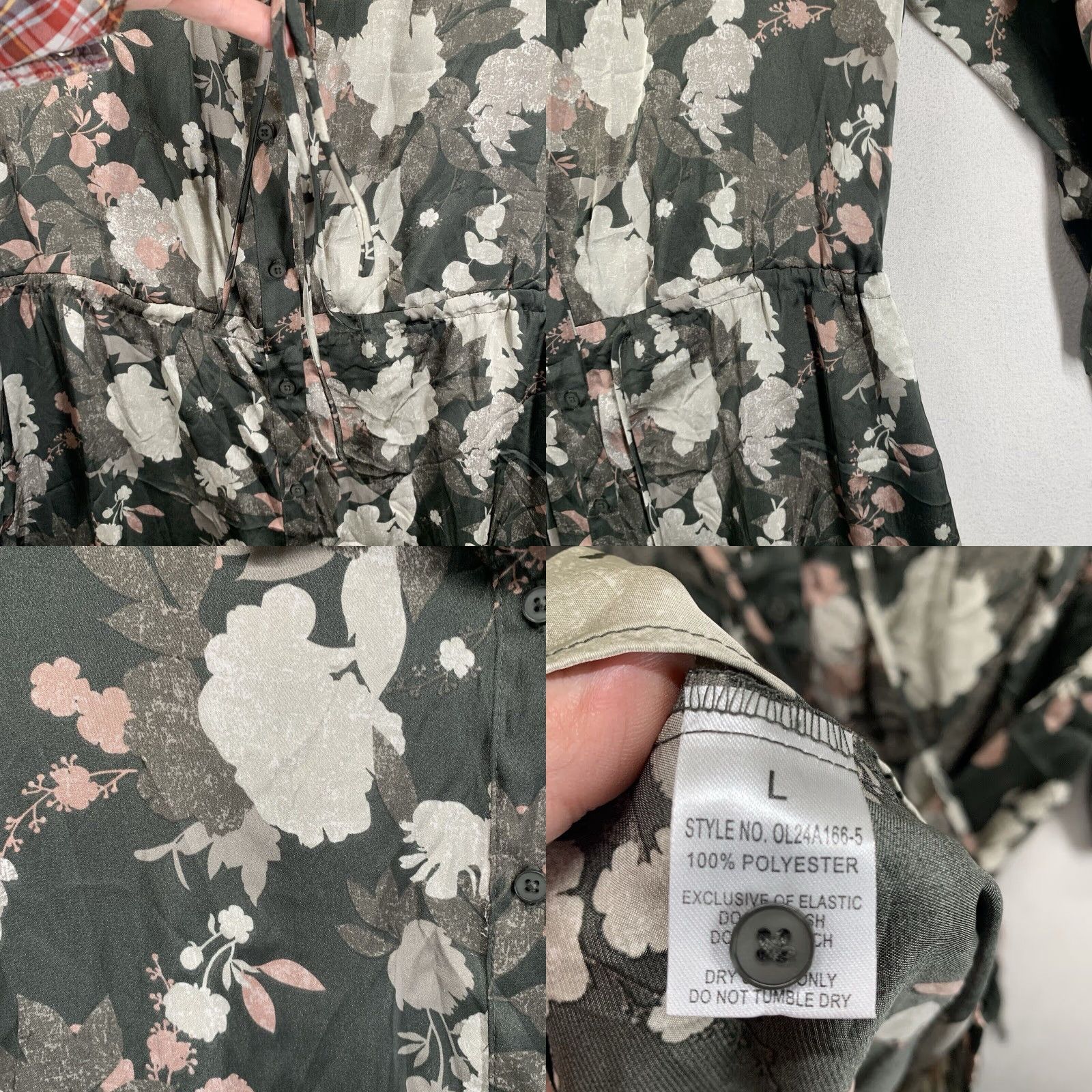 Vintage Women’s Large Dress Collared Button Front Metallic Gray Floral Whimsical Fairy Size L / US 10 / IT 46 - 8 Thumbnail