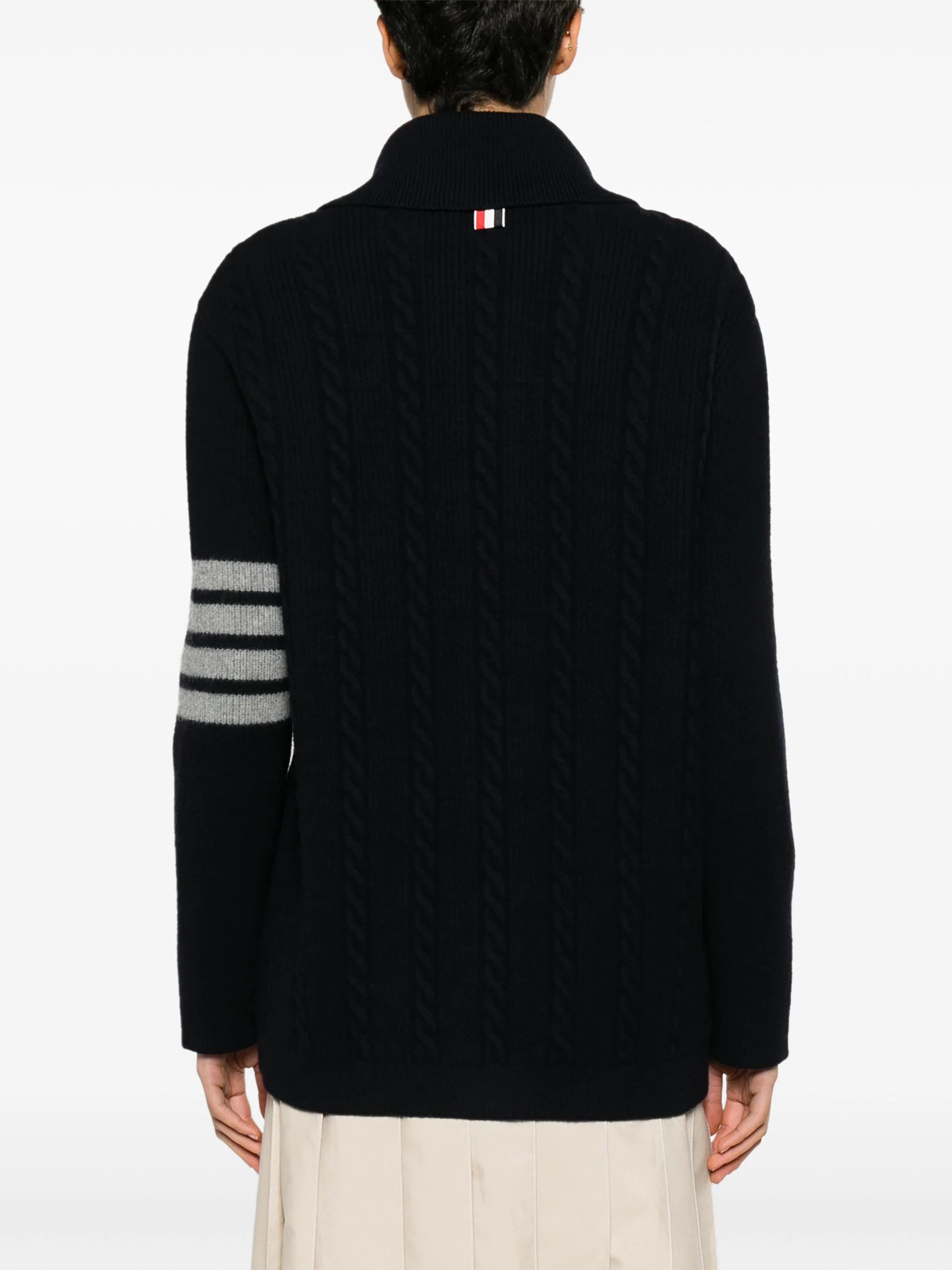 Thom Browne o1s22i1n0924 '4-Bar Heavy Knit Cardigan in Navy Blue Size S / US 4 / IT 40 - 4 Thumbnail
