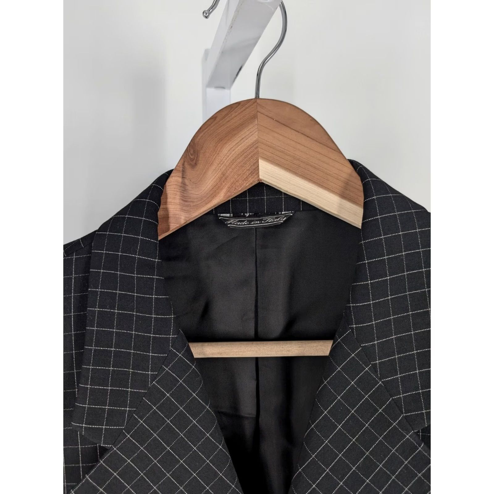 Versace VINTAGE Versace Blazer 90s Black Windowpane Three-Button Jacket Men S Regular 32" Length 40" Sz Pit to Pit 20" Size 36R - 5 Thumbnail